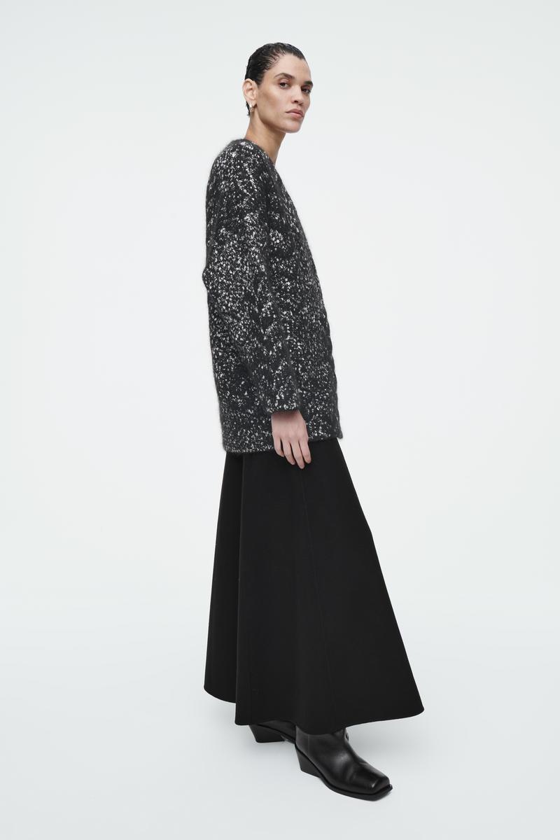 COS Oversized Herringbone Mohair-blend Cardigan in Gray | Lyst