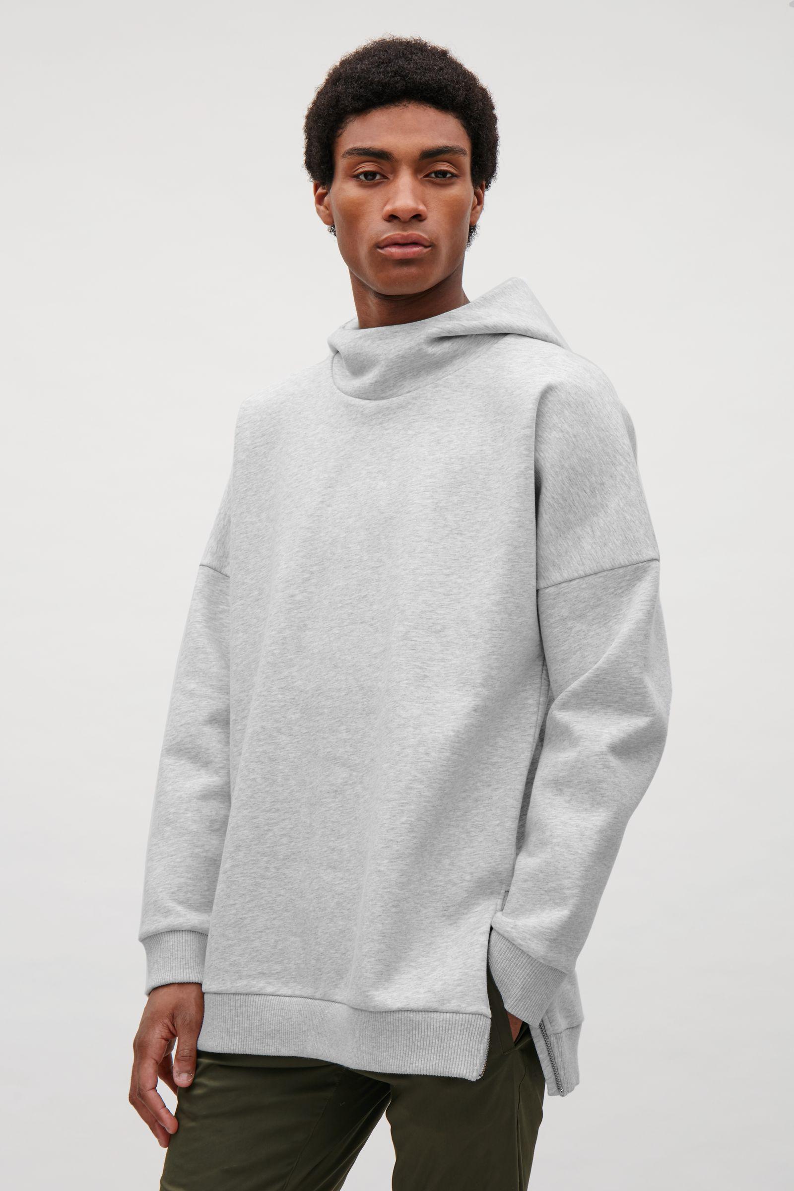 COS Cotton Jersey Hoodie With Zips in Light Grey (Gray) for Men - Lyst