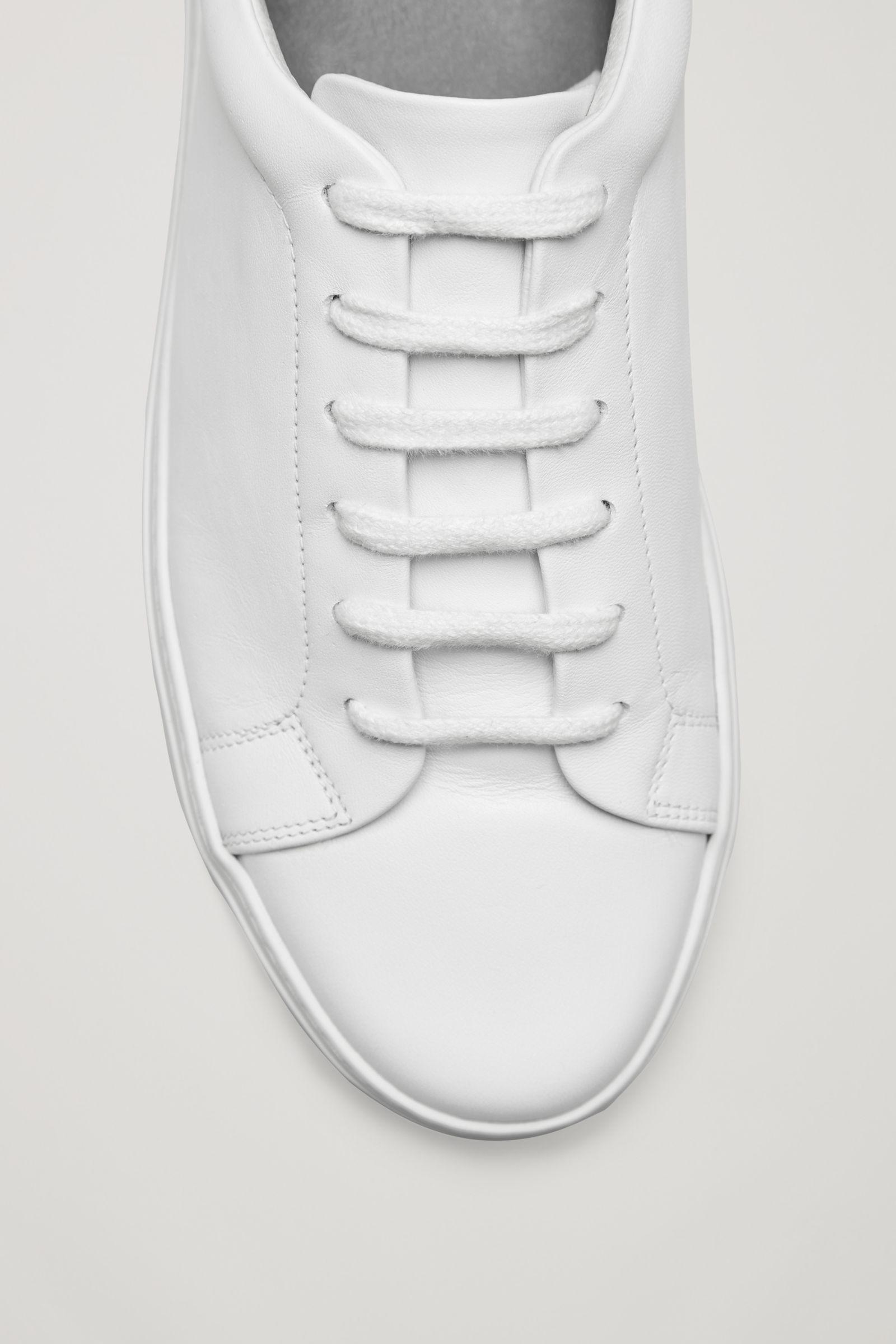 COS Lace-Up Leather Sneakers in White 