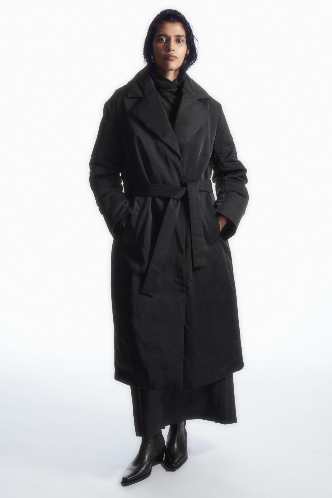 COS Belted Padded Shell Down Coat in Black Lyst