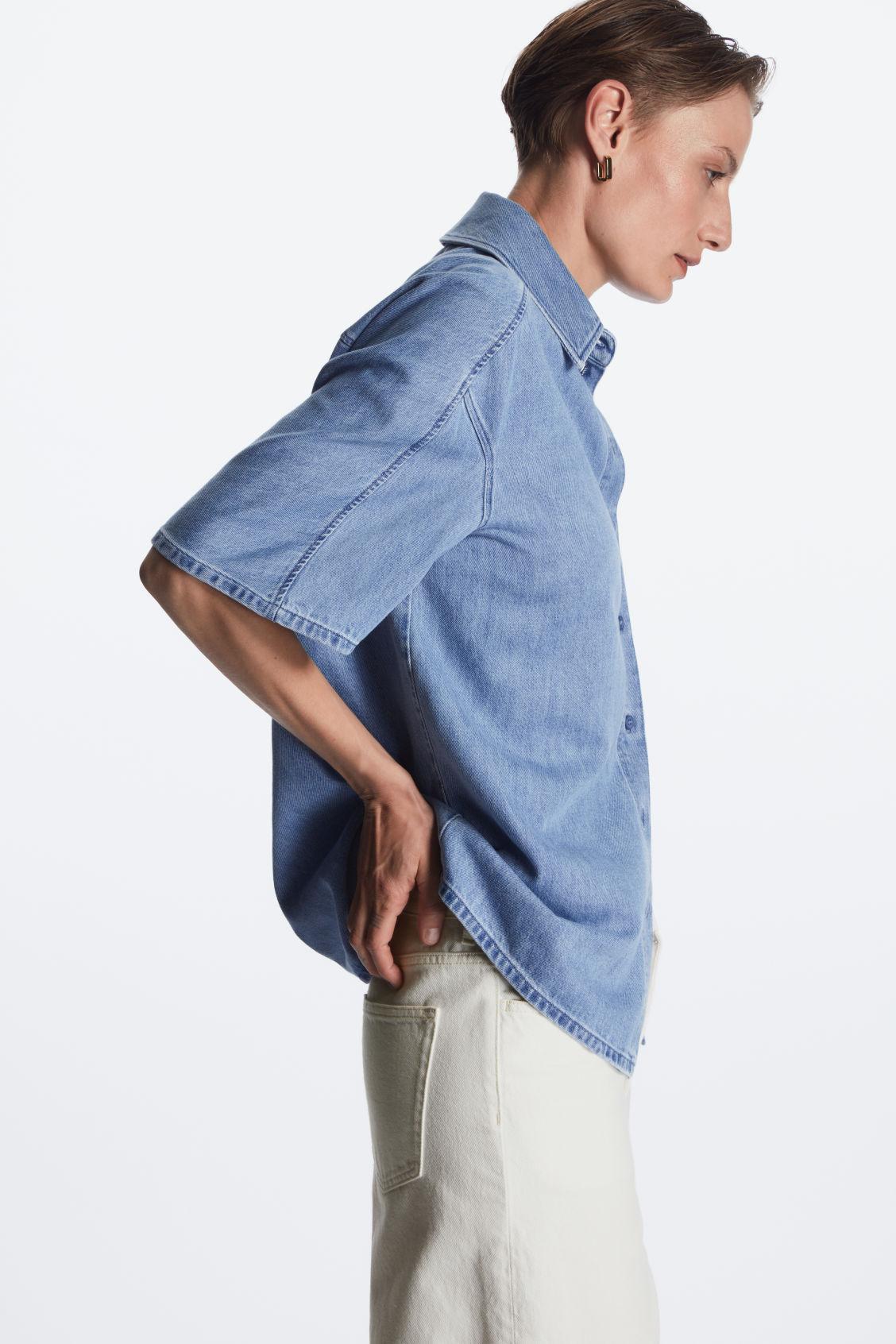 Gucci Web-detail denim shirt - Blue