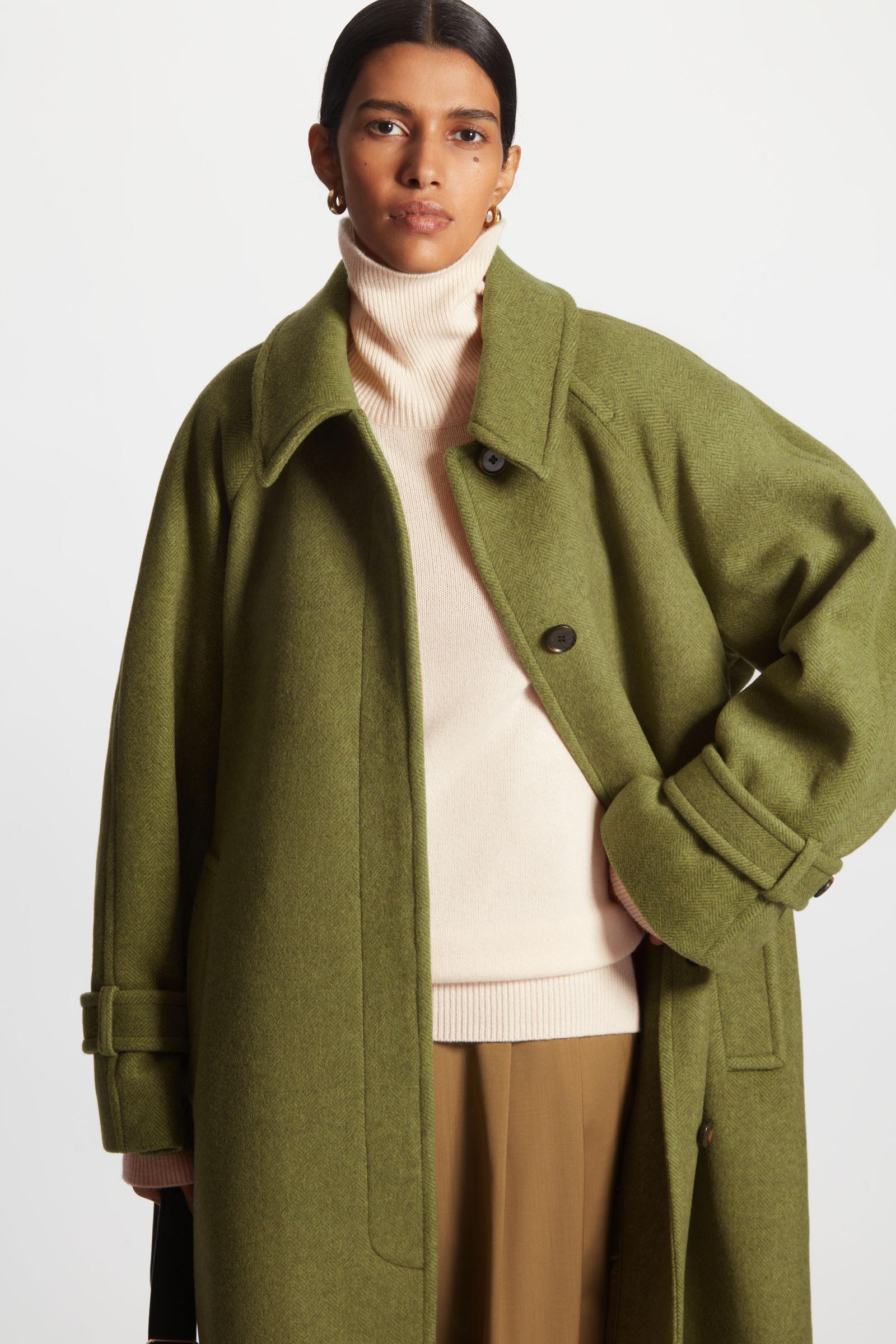 COS Wool-blend Tailored Coat in Green 