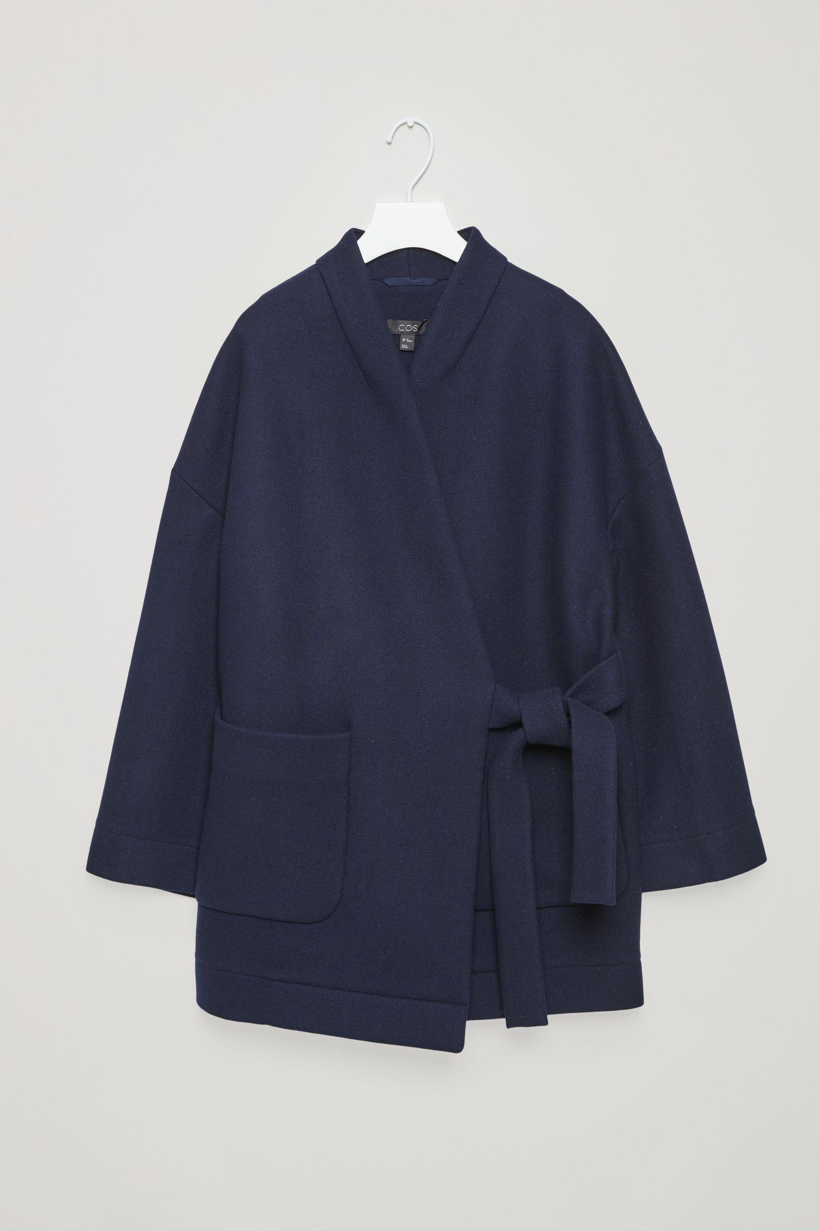 COS Kimono Coat With Side Tie in Blue | Lyst