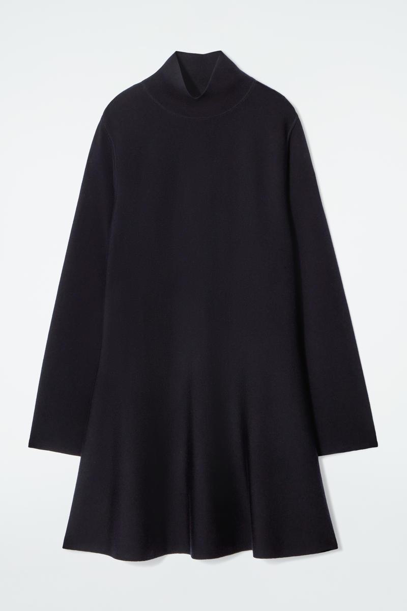 COS Flared High-Neck Wool Mini Dress in Blue | Lyst COS Flared High-Neck Wool Mini Dress in Blue | Lyst