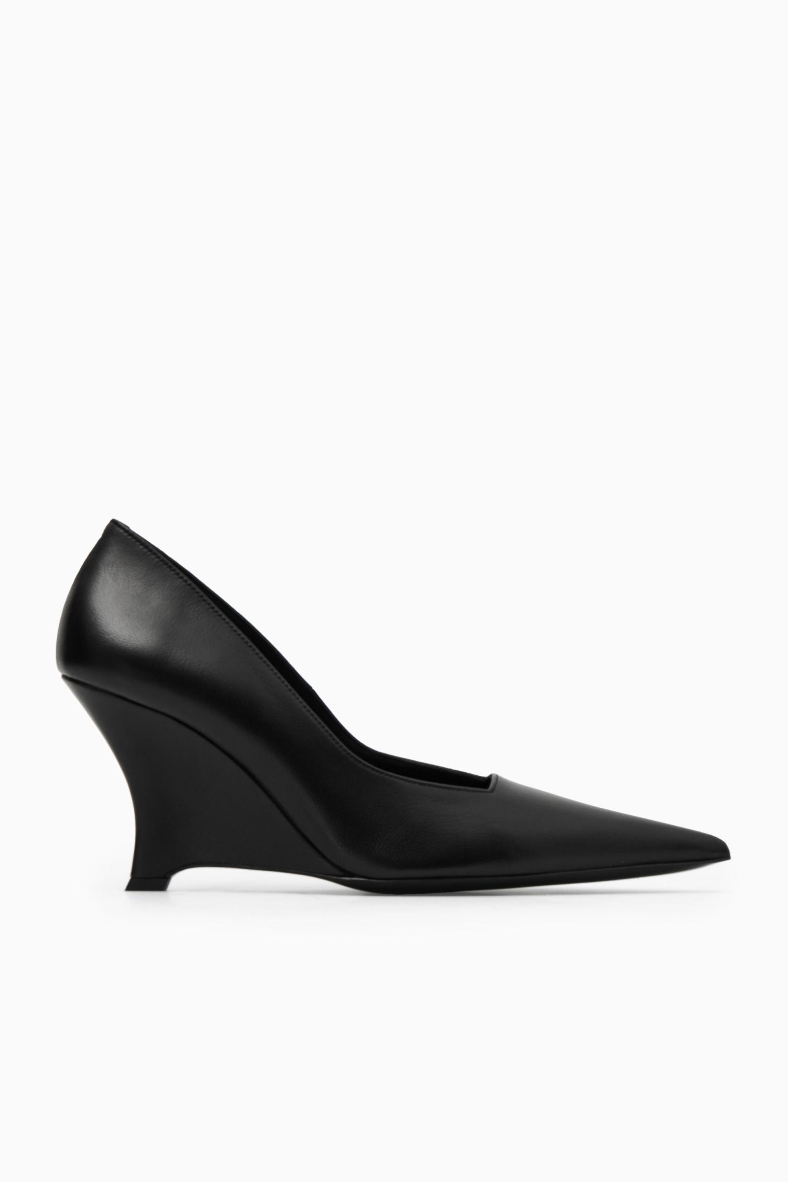 COS Pointed Leather Wedge Pumps in Black | Lyst UK