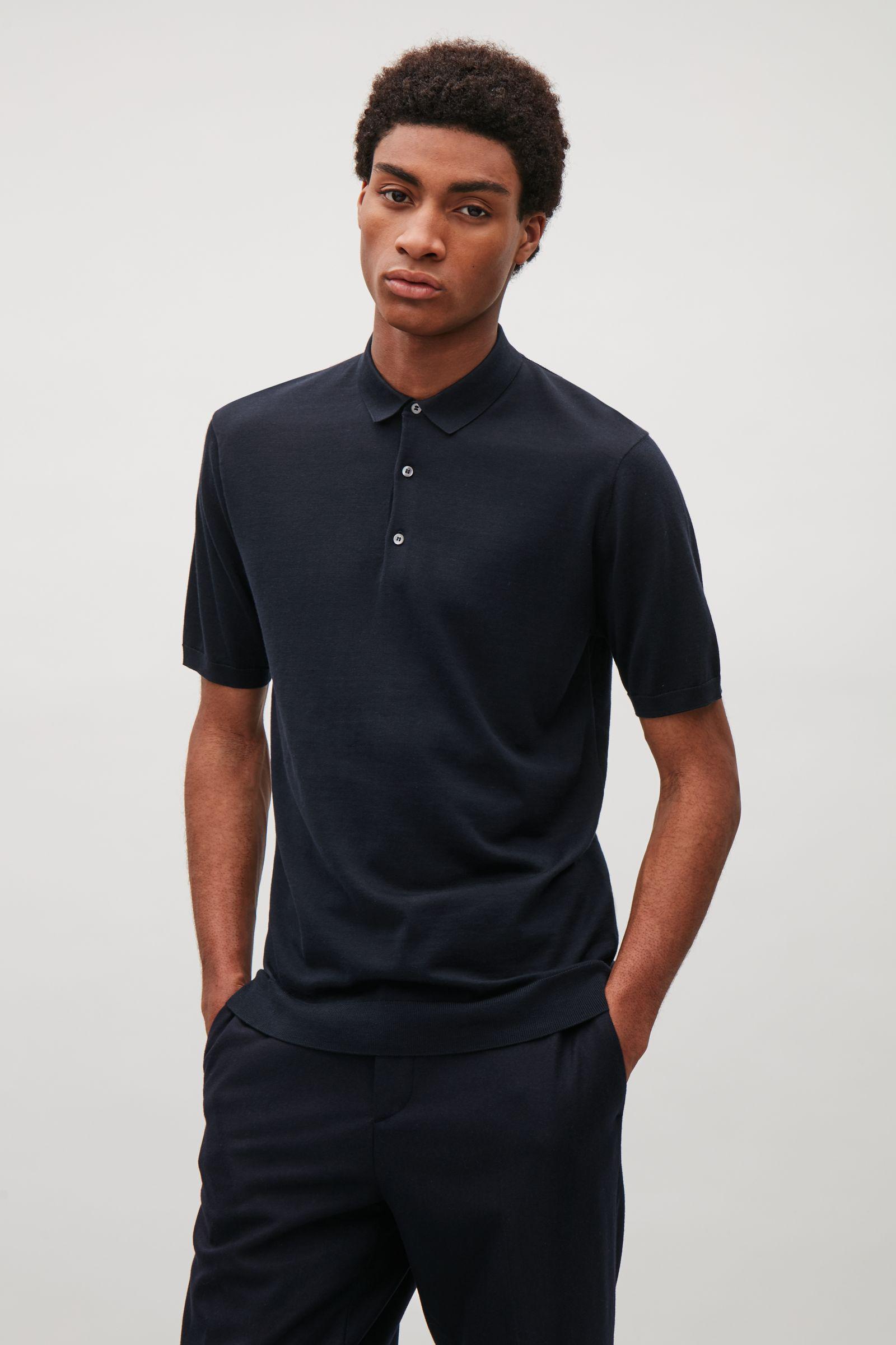 COS Silk Cotton Polo Shirt in Indigo (Blue) for Men - Lyst