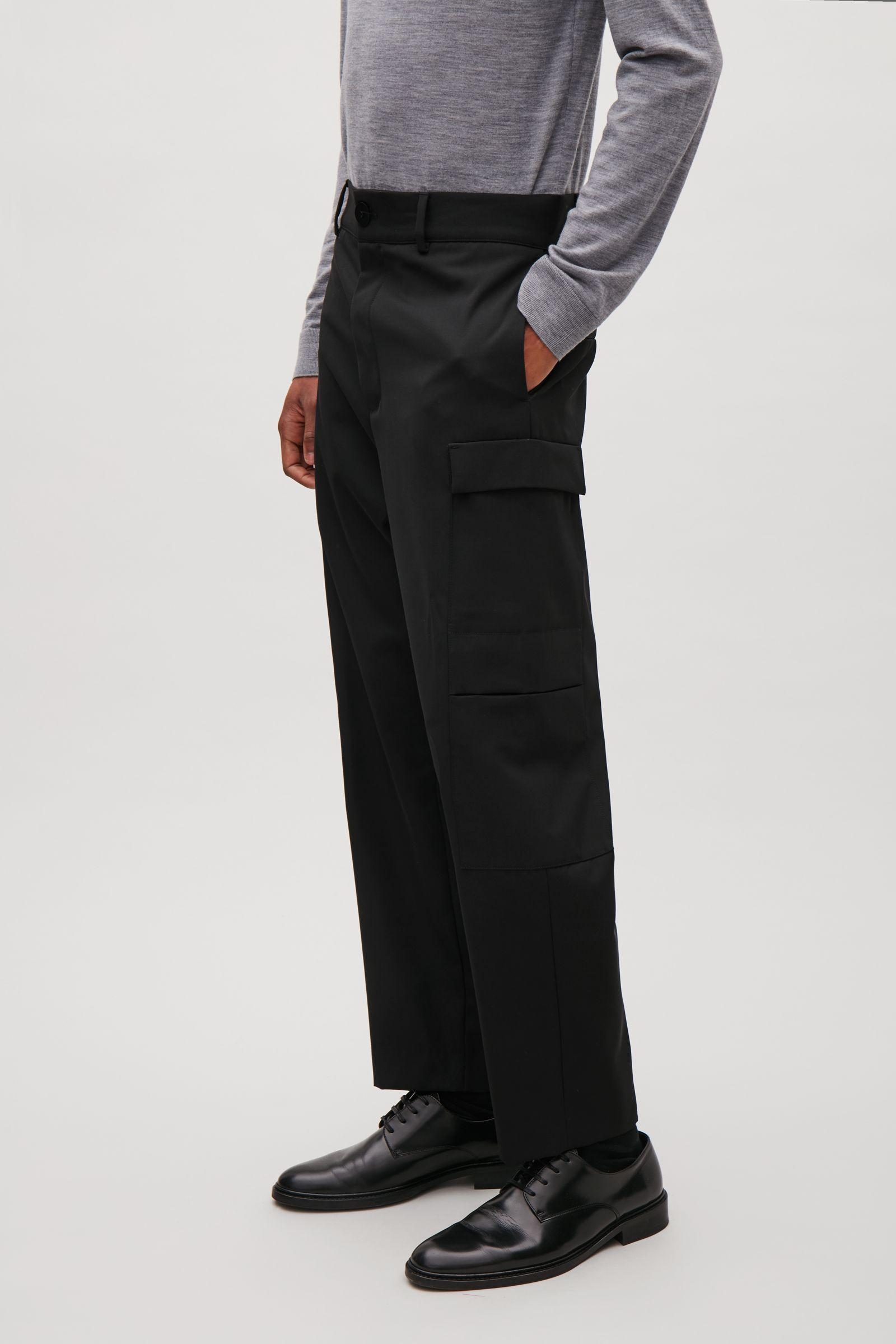 COS Wool Cargo Trousers in Black for Men - Lyst