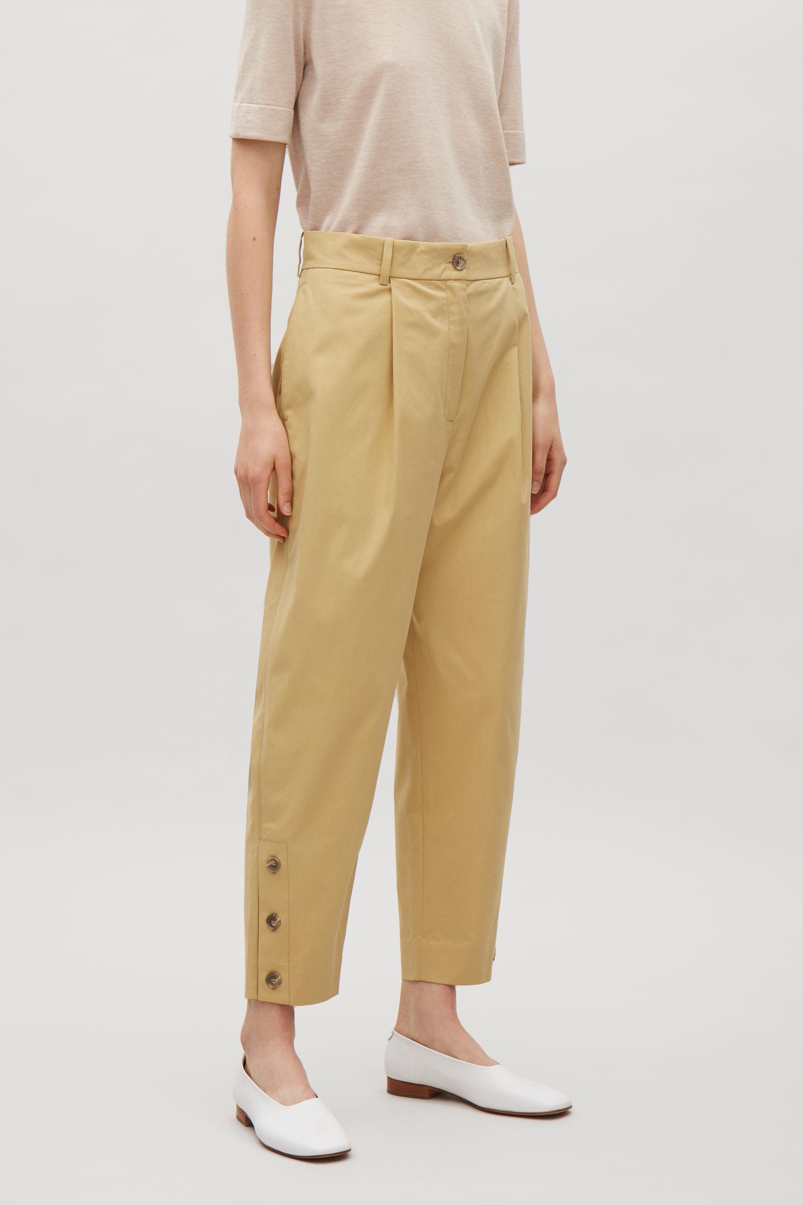 COS Cotton Trousers With Buttoned Legs 