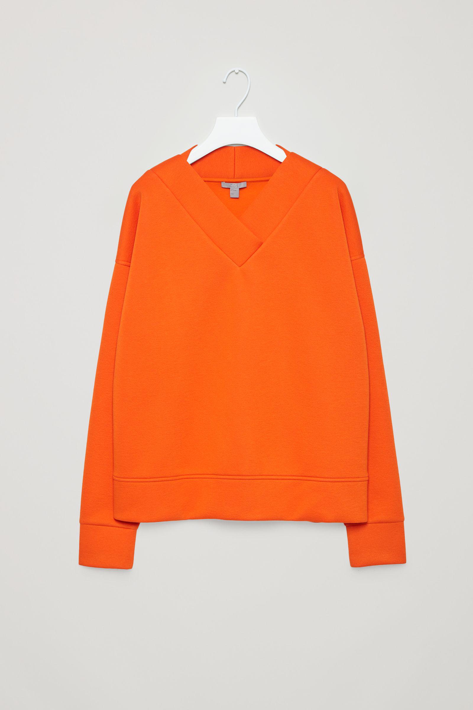 COS V-neck Scuba Sweatshirt in Orange | Lyst