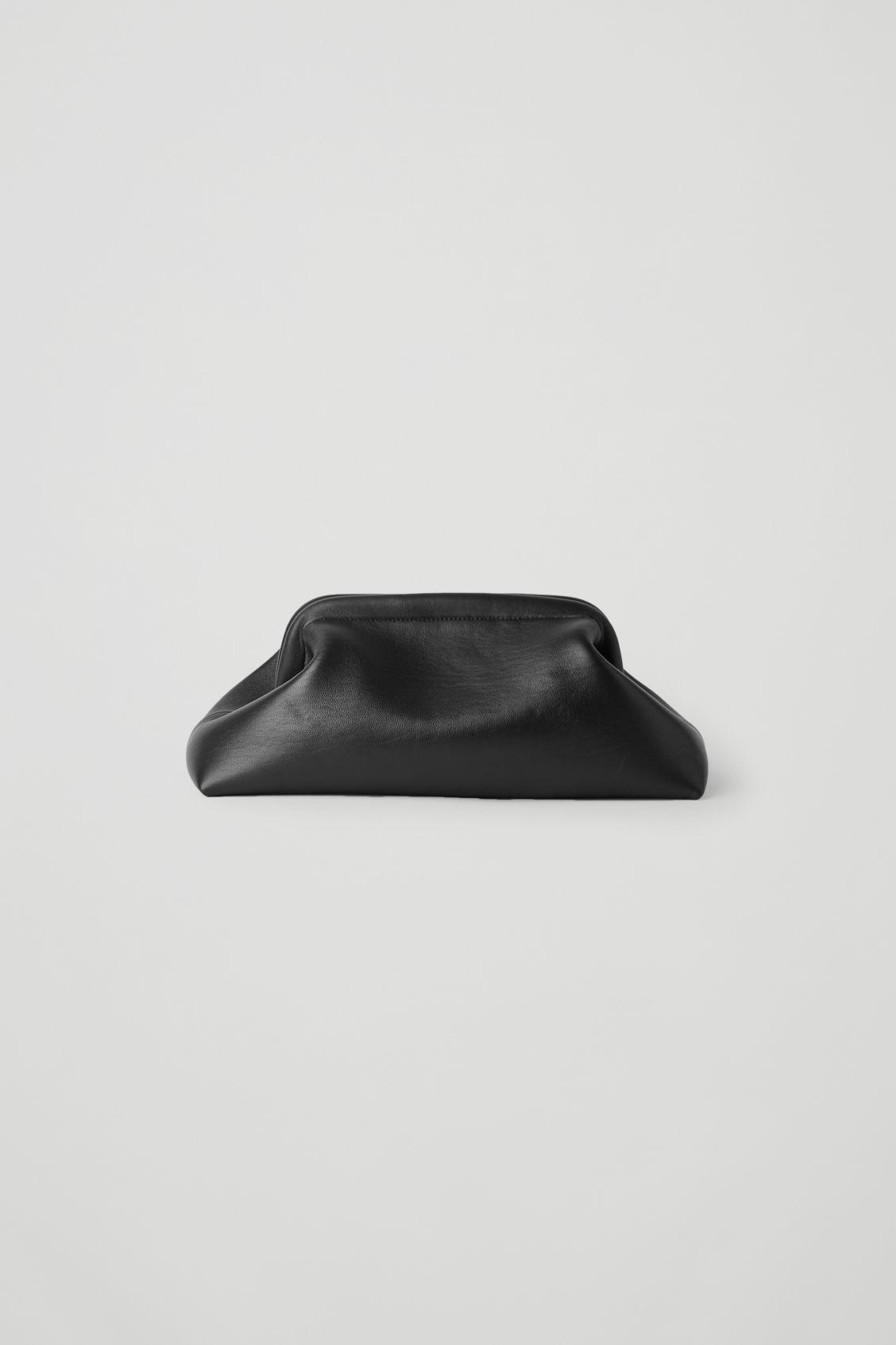 COS Large Leather Clutch Bag in Black | Lyst