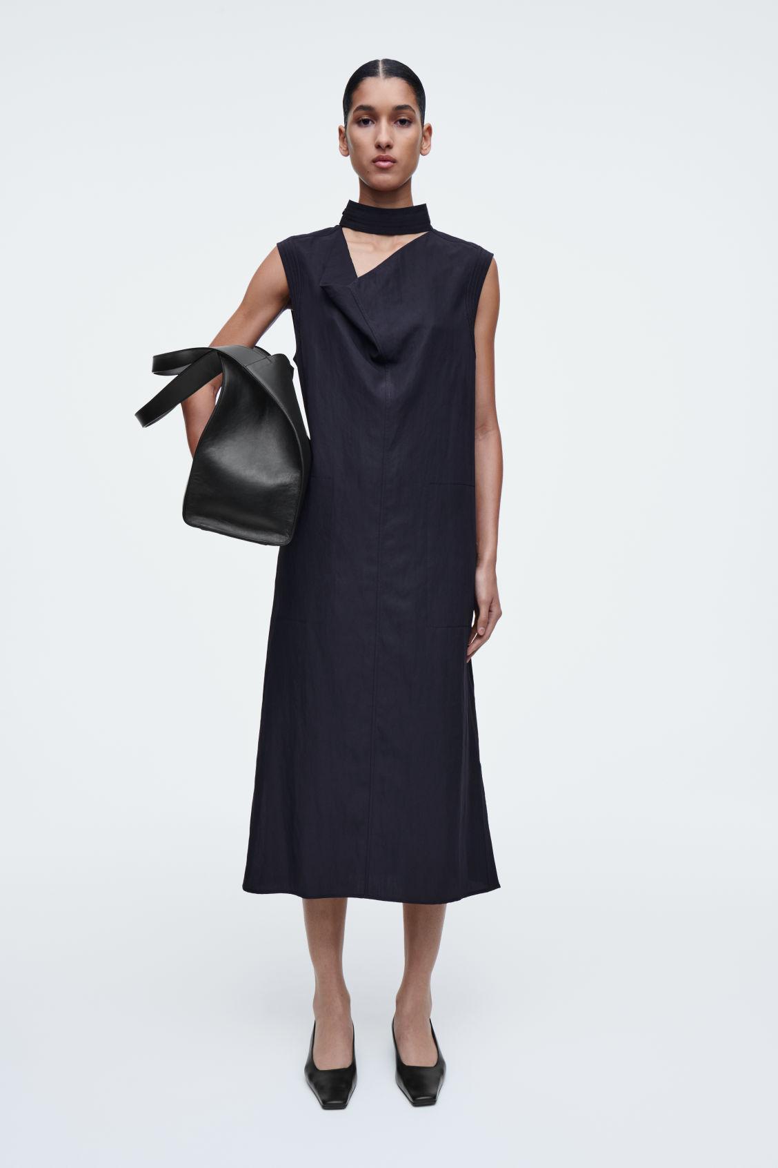cos cut out dress COS Cutout Cowl-neck Midi Dress in Blue