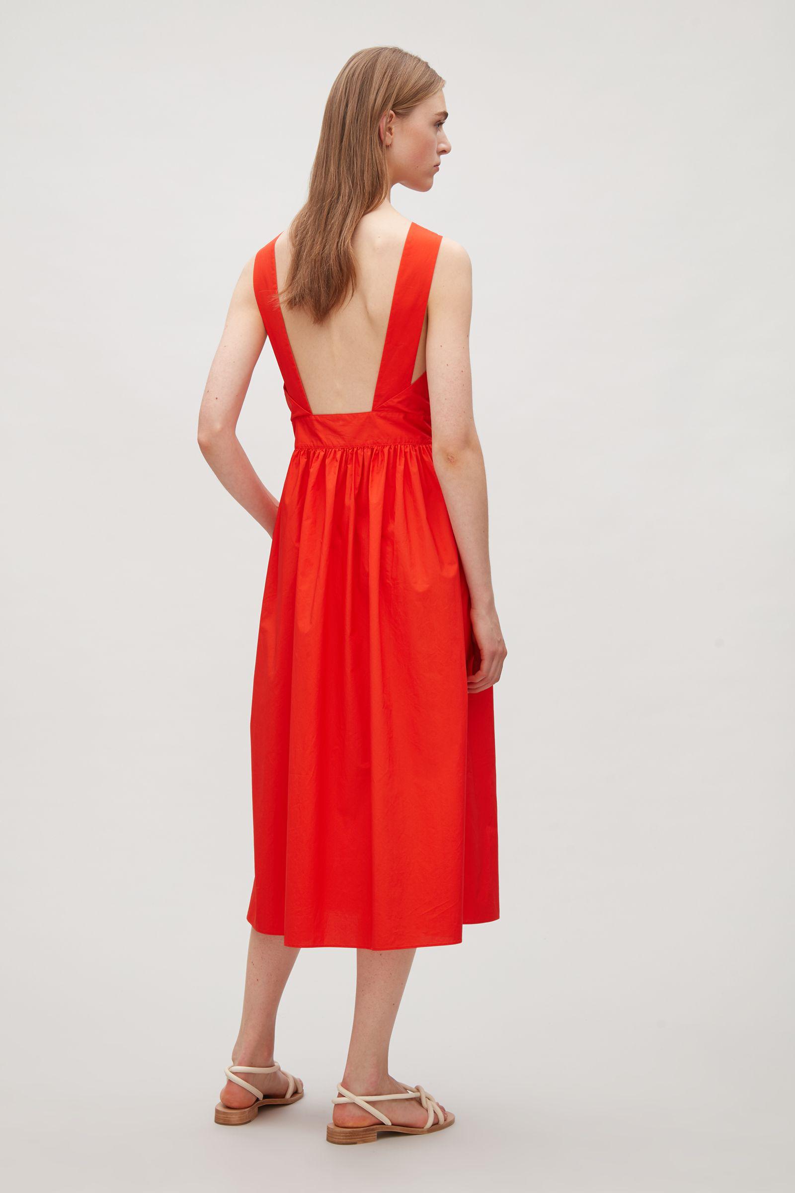 COS Cotton Shoulder-strap Dress in Red - Lyst