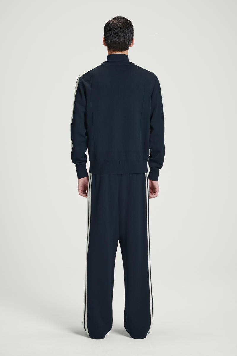 COS コントラストストライプニット　トラックジャケット S ネイビー cos-Navy-Contrast-Stripe-