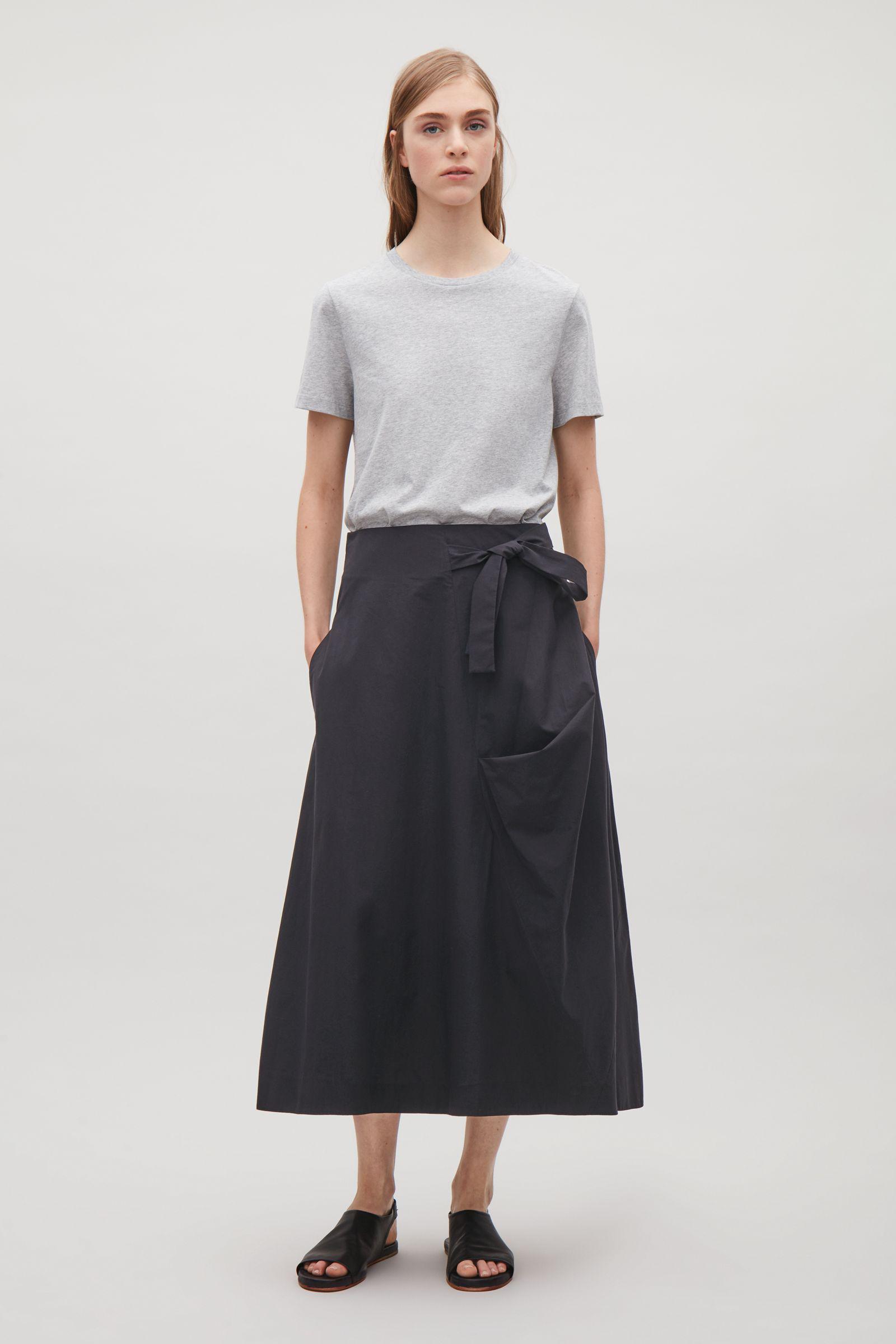 COS A-line Wrap-over Skirt in Black | Lyst