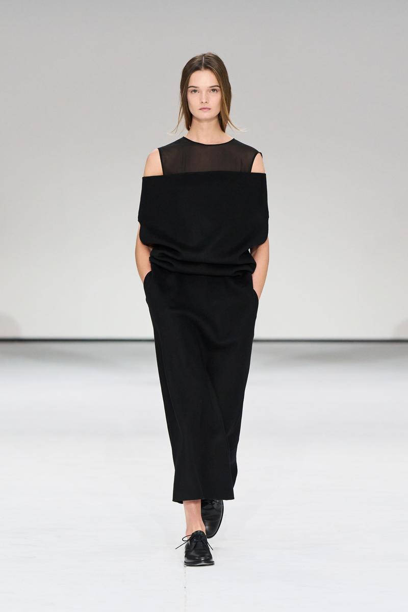 cos off shoulder dress OFF-THE-SHOULDER WOOL-SILK DRESS - CARBON