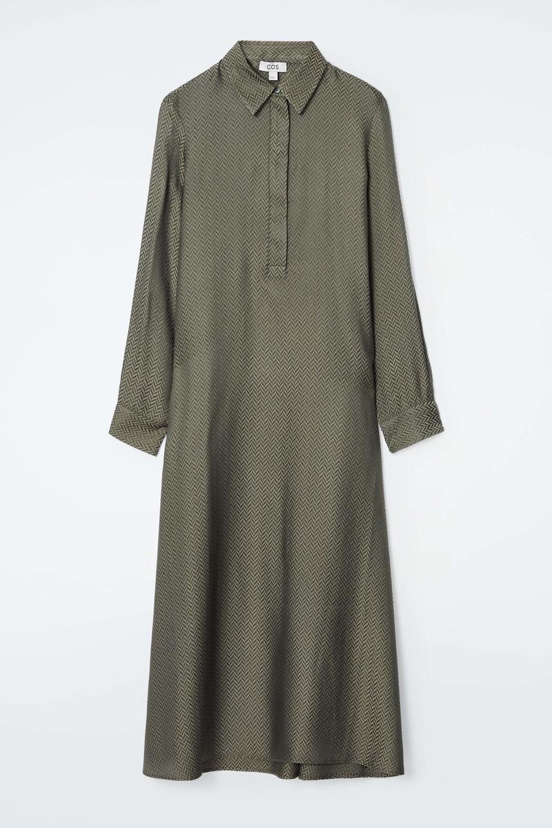 cos maxi shirt dress Cos Collarless Maxi Shirt Dress In White - 60% Off