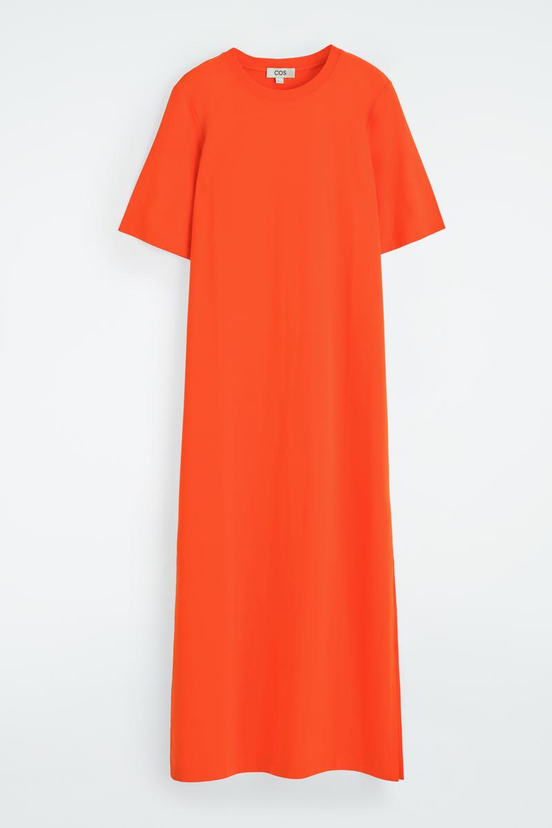 COS Cotton Midi T-Shirt Dress in Orange | Lyst