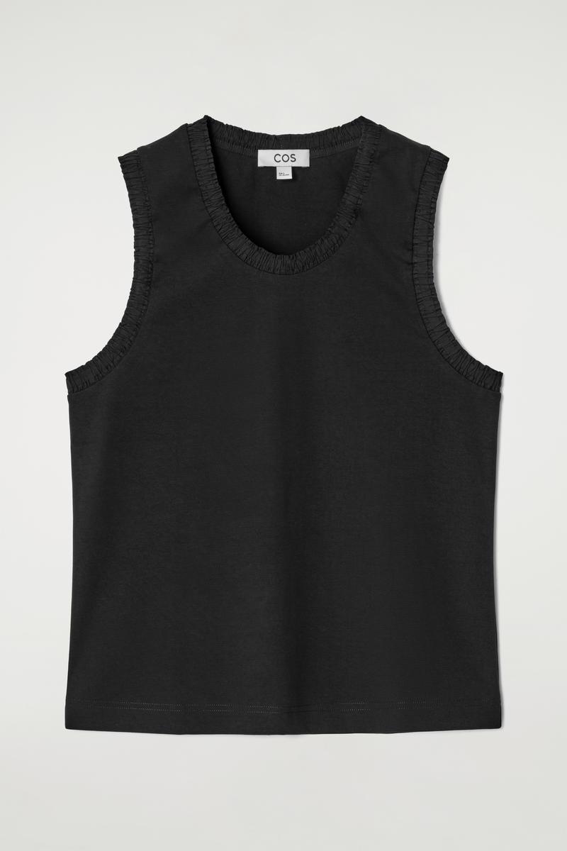 トップス COS ASYMMETRIC DRAPED SLEEVELESS TOP M COS Asymmetric Top With Tape Details in Black | endource