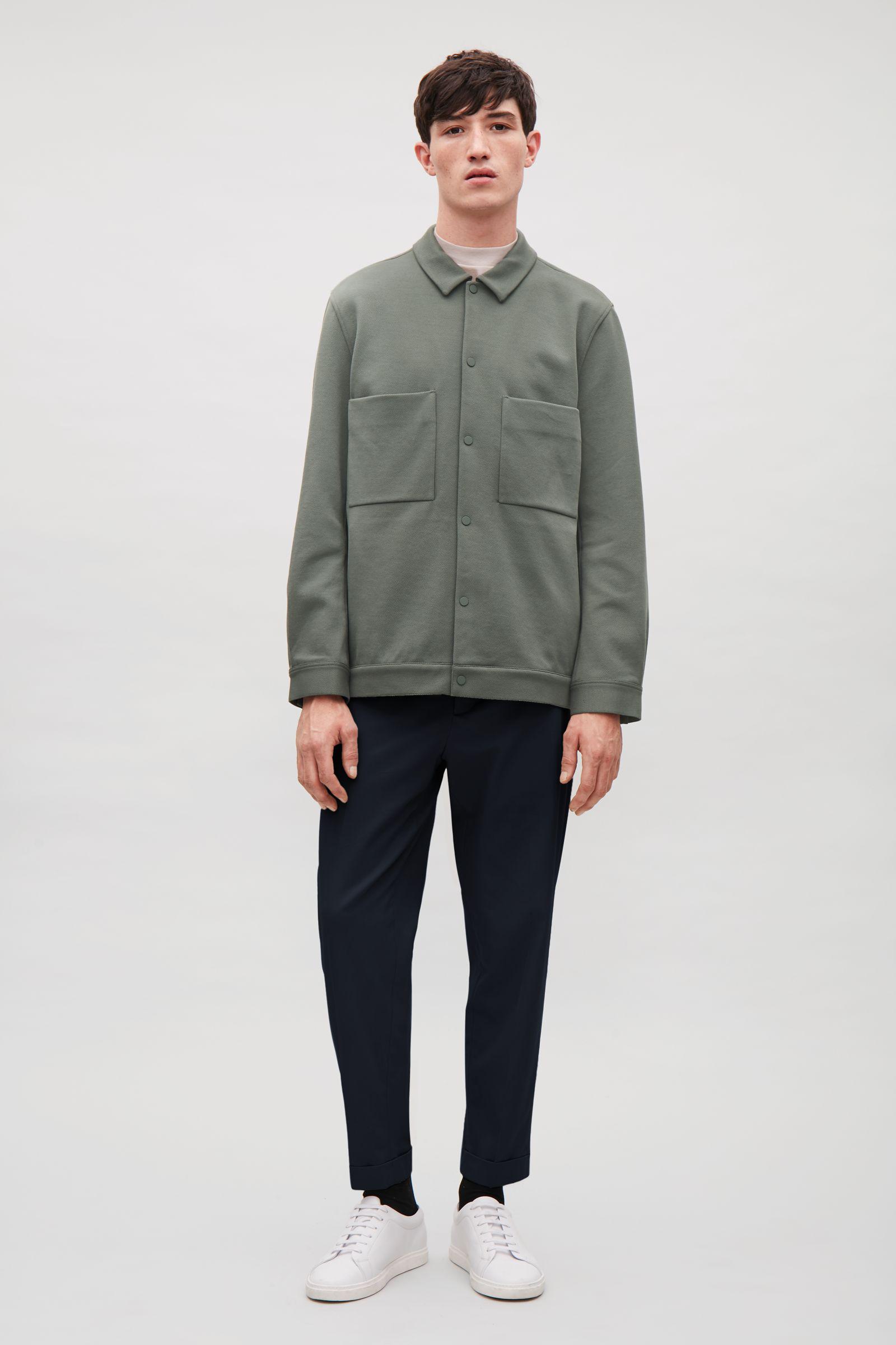 COS Twill Shirt Jacket in Green for Men | Lyst