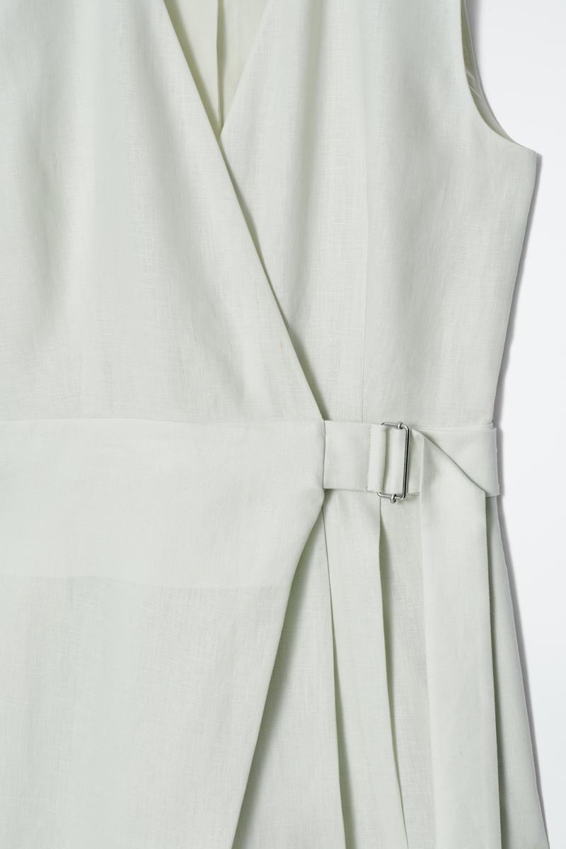 COS Wrap-Front Linen Jumpsuit in White | Lyst