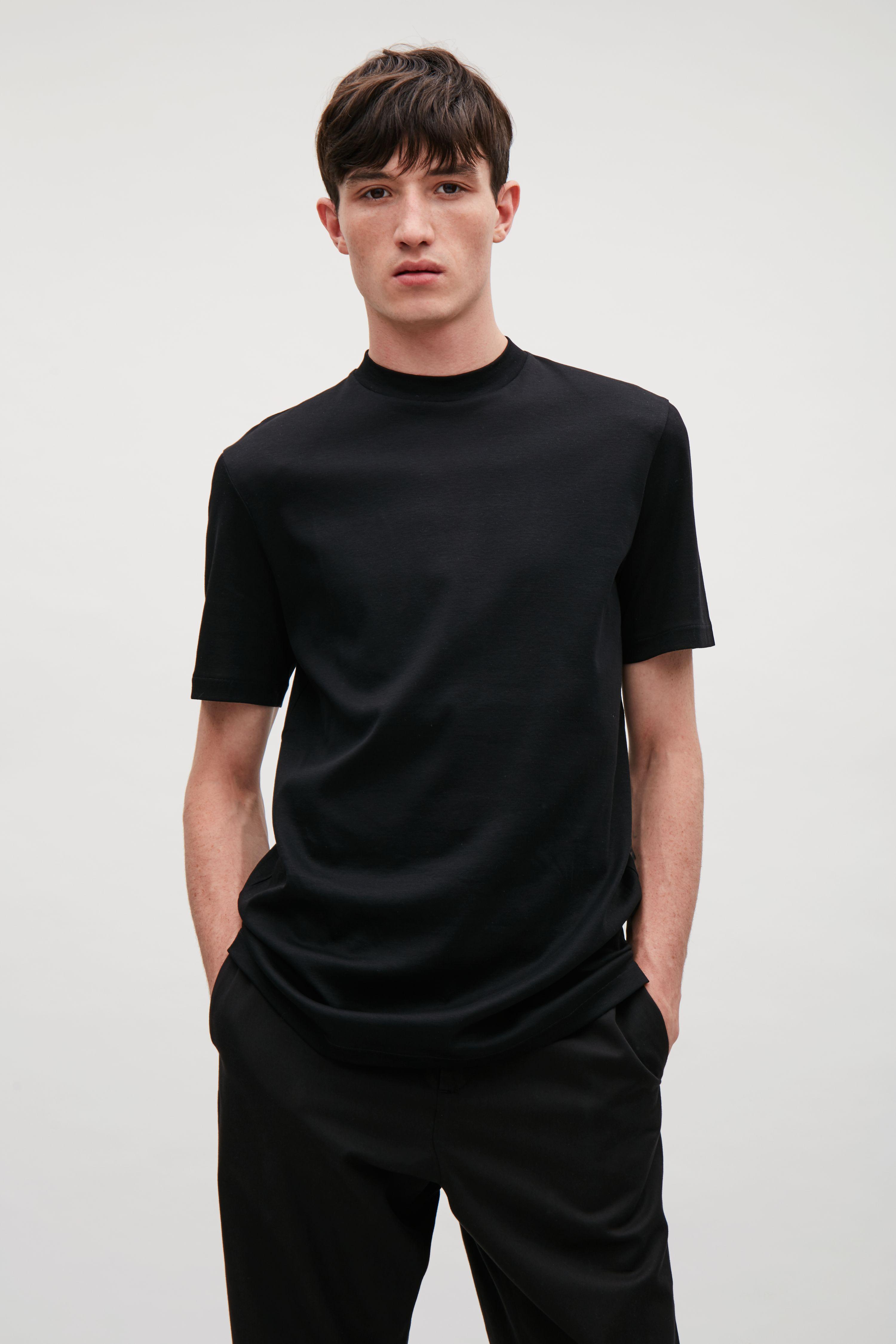 COS Cotton T-shirt With Raised Neck in Black for Men - Lyst