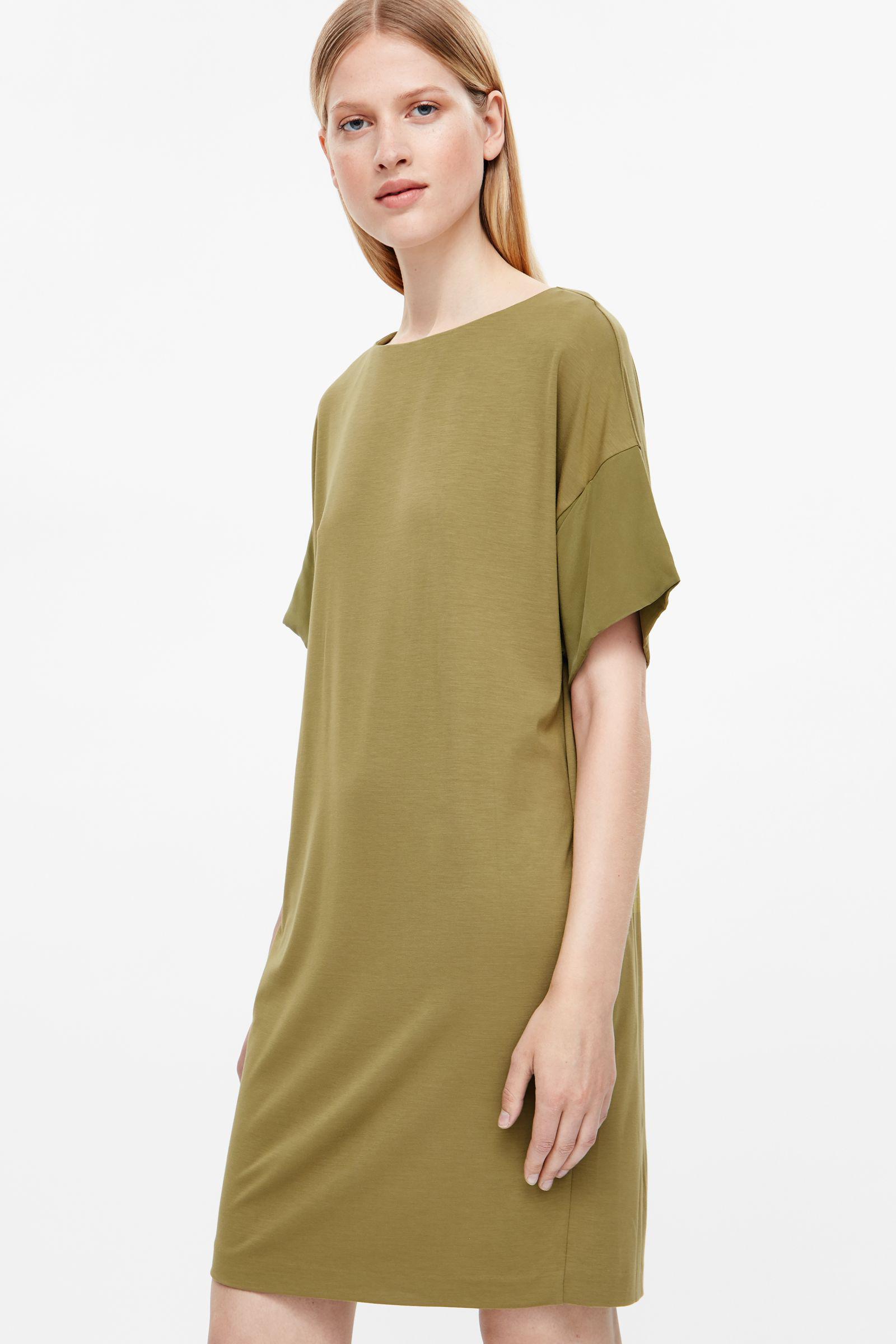 cos green silk dress