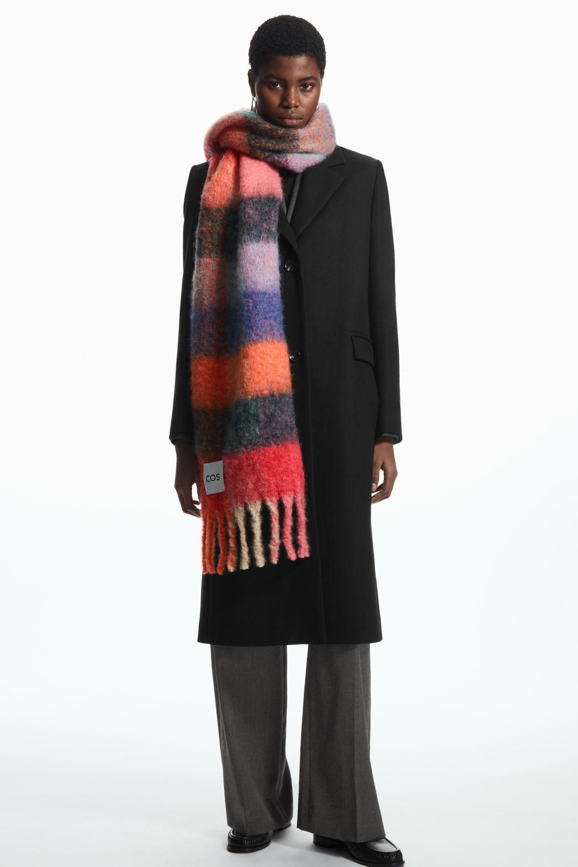 COS Oversized Checked Scarf in Red | Lyst