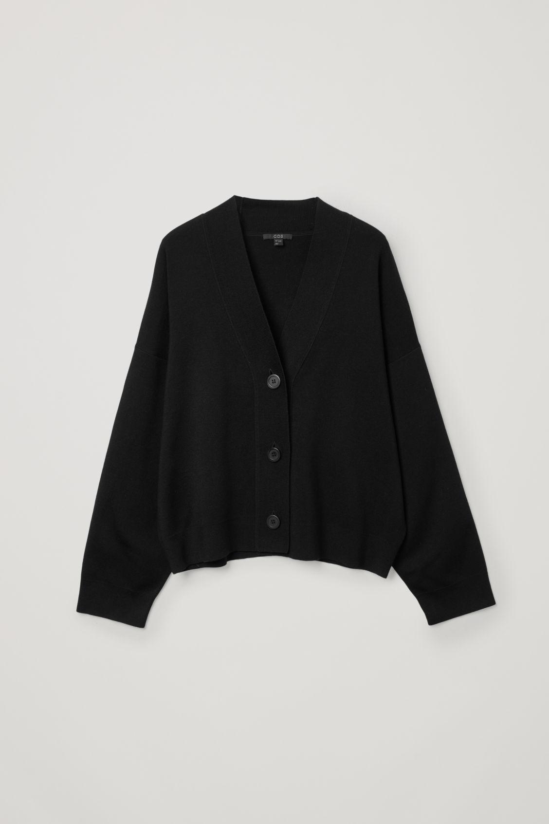 COS Oversized Merino Cardigan in Black | Lyst