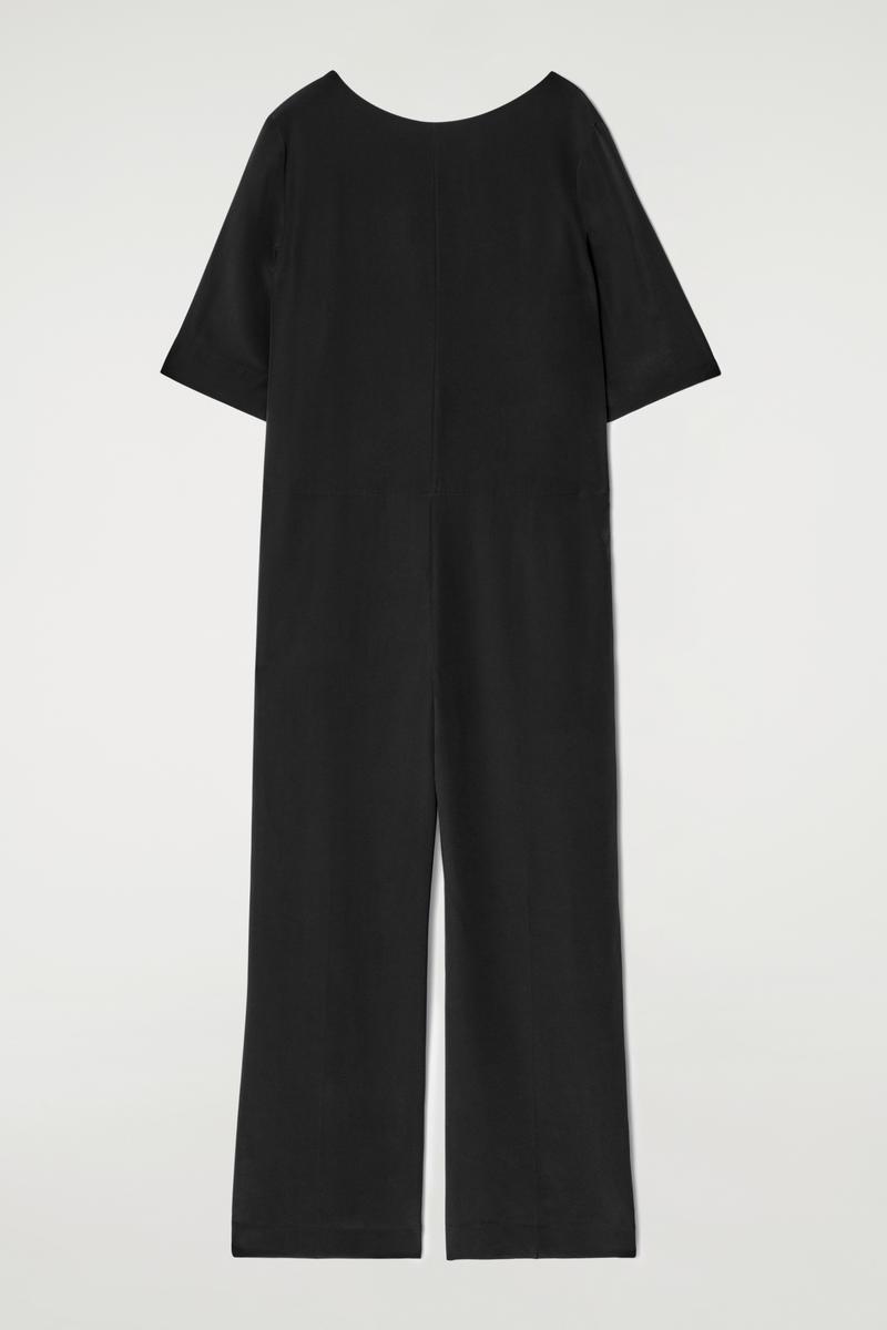 新品 COS コス ラップフロント LINEN JUMPSUIT ブラック 36 WRAP-FRONT LINEN JUMPSUIT - BLACK | COS