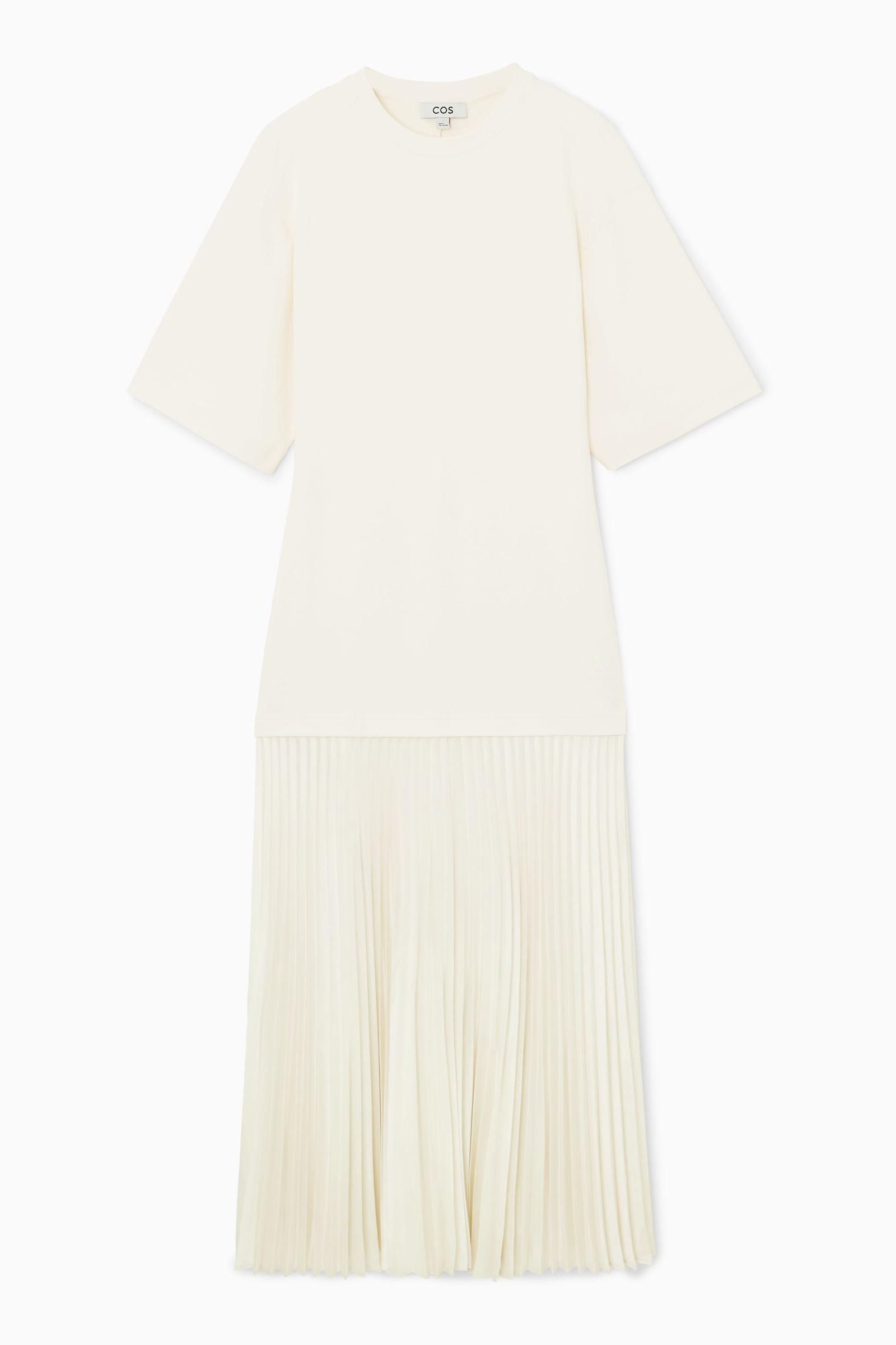 COS Pleated-skirt T-shirt Dress in White Lyst UK
