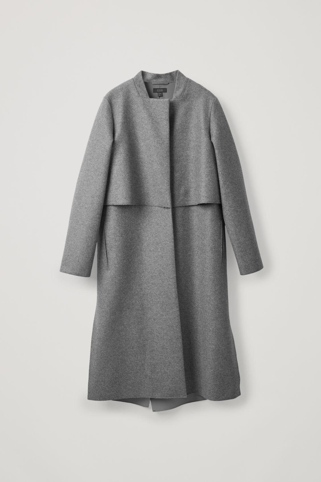 COS Square-neck Wool Coat in Grey (Gray) - Lyst