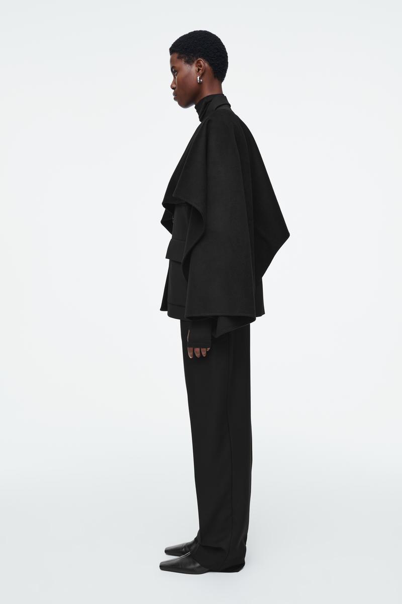 COS Double-Faced Wool Hybrid Cape in Black | Lyst