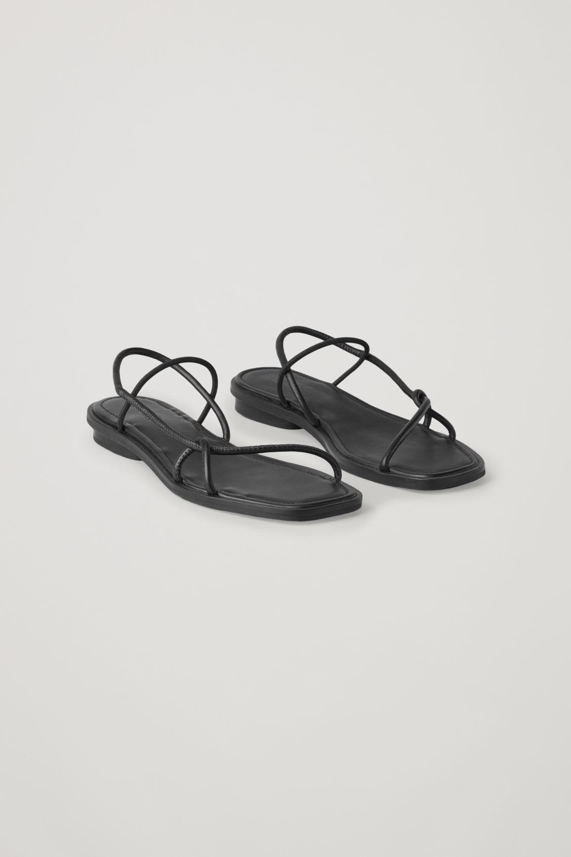 black strap flat sandals
