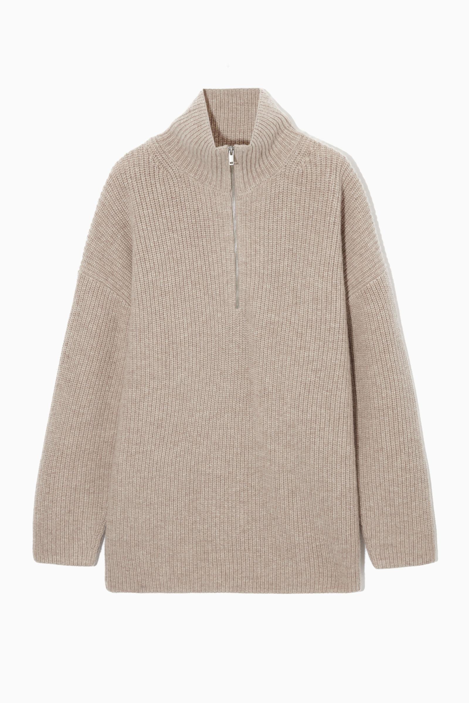 COS Oversized Cashmereblend Halfzip Jumper in Natural Lyst UK