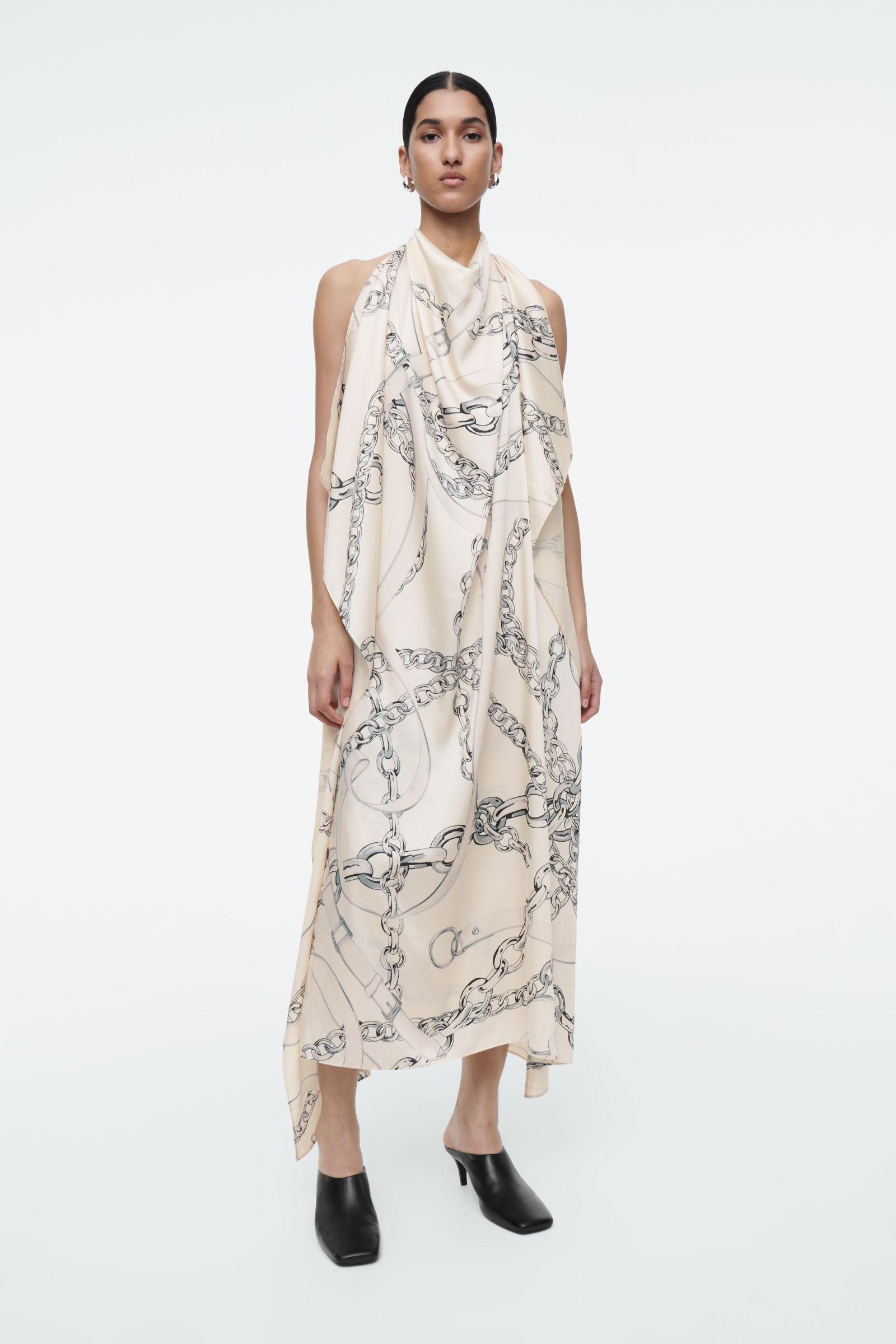 cos asymmetric chain print midi dress Cos ASYMMETRIC CHAIN-PRINT MIDI DRESS
