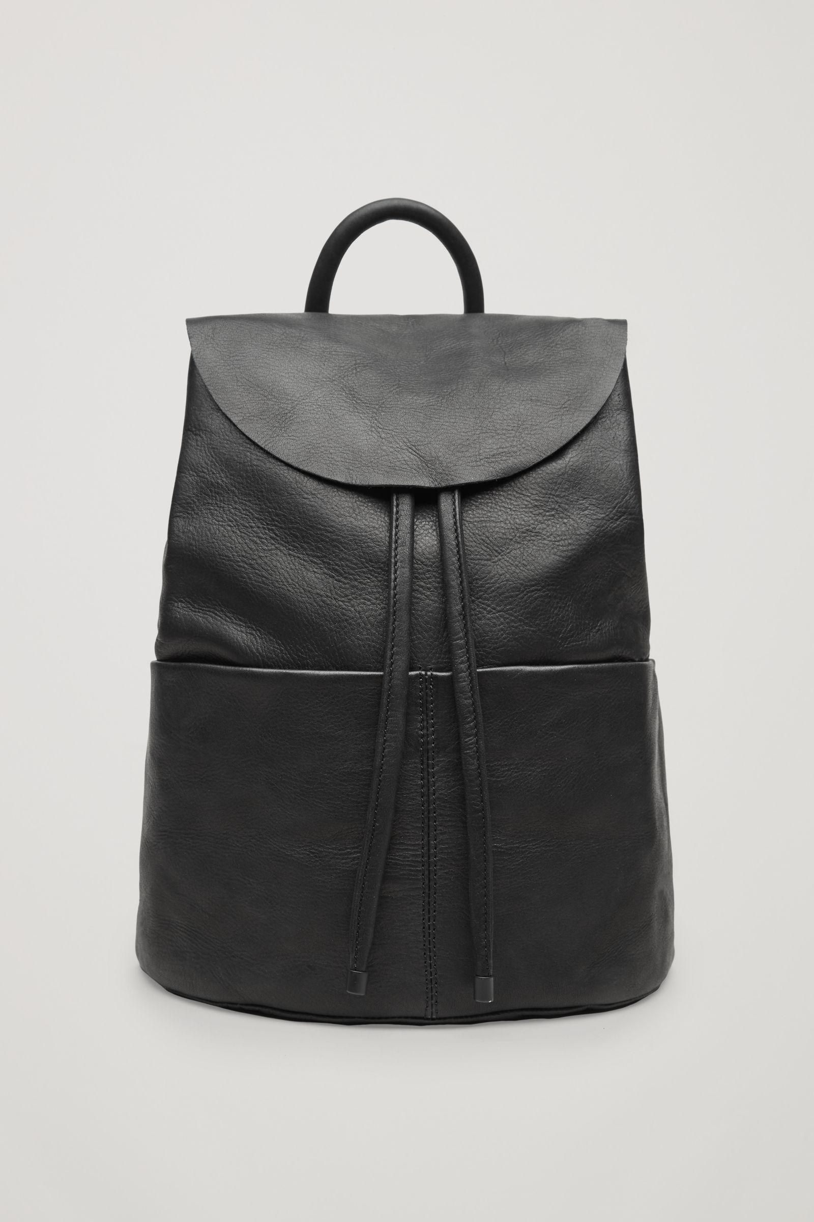 COS Unstructured Leather Backpack in Black | Lyst
