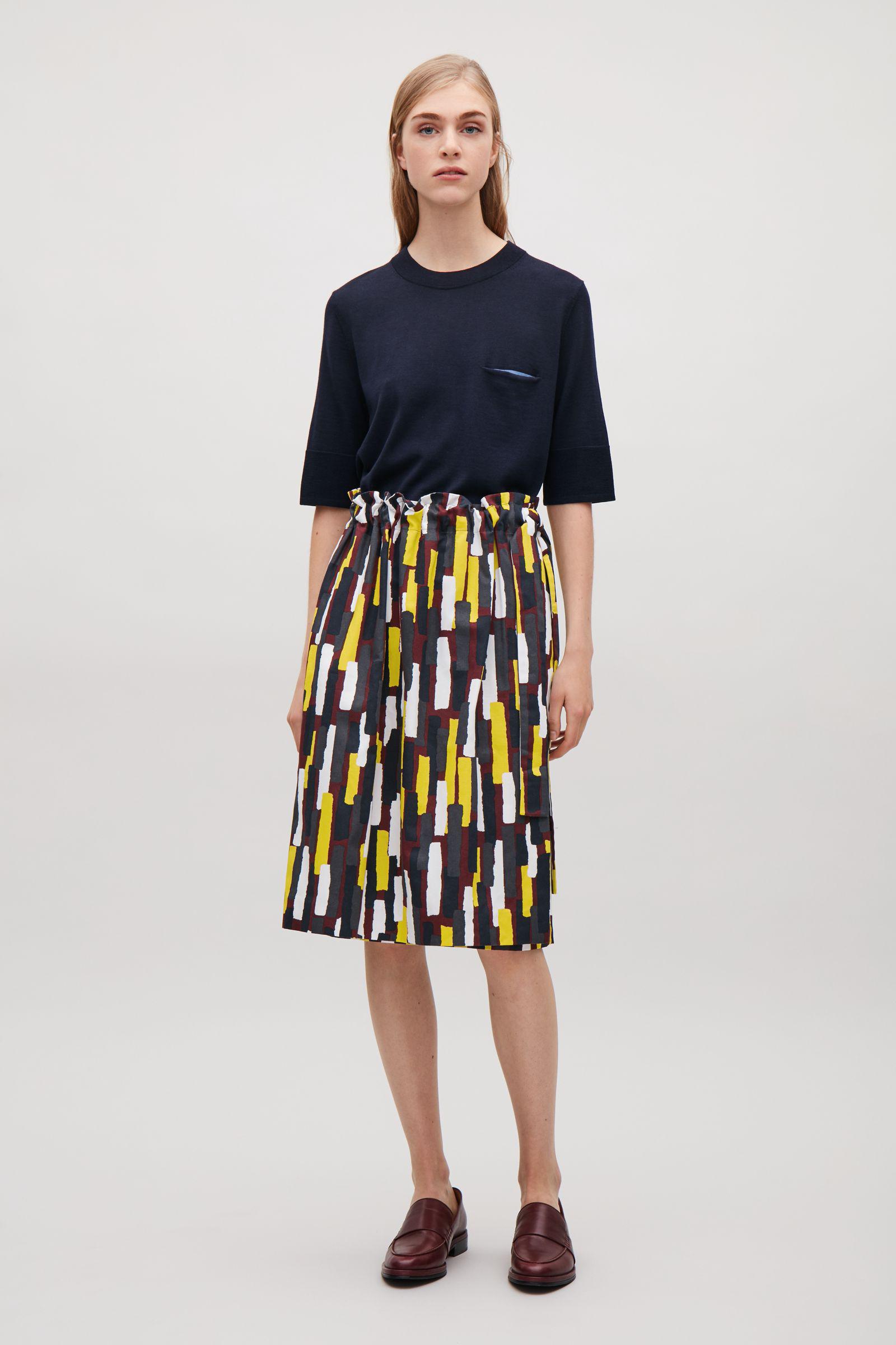 Cos Printed Wrap Skirt in Yellow | Lyst