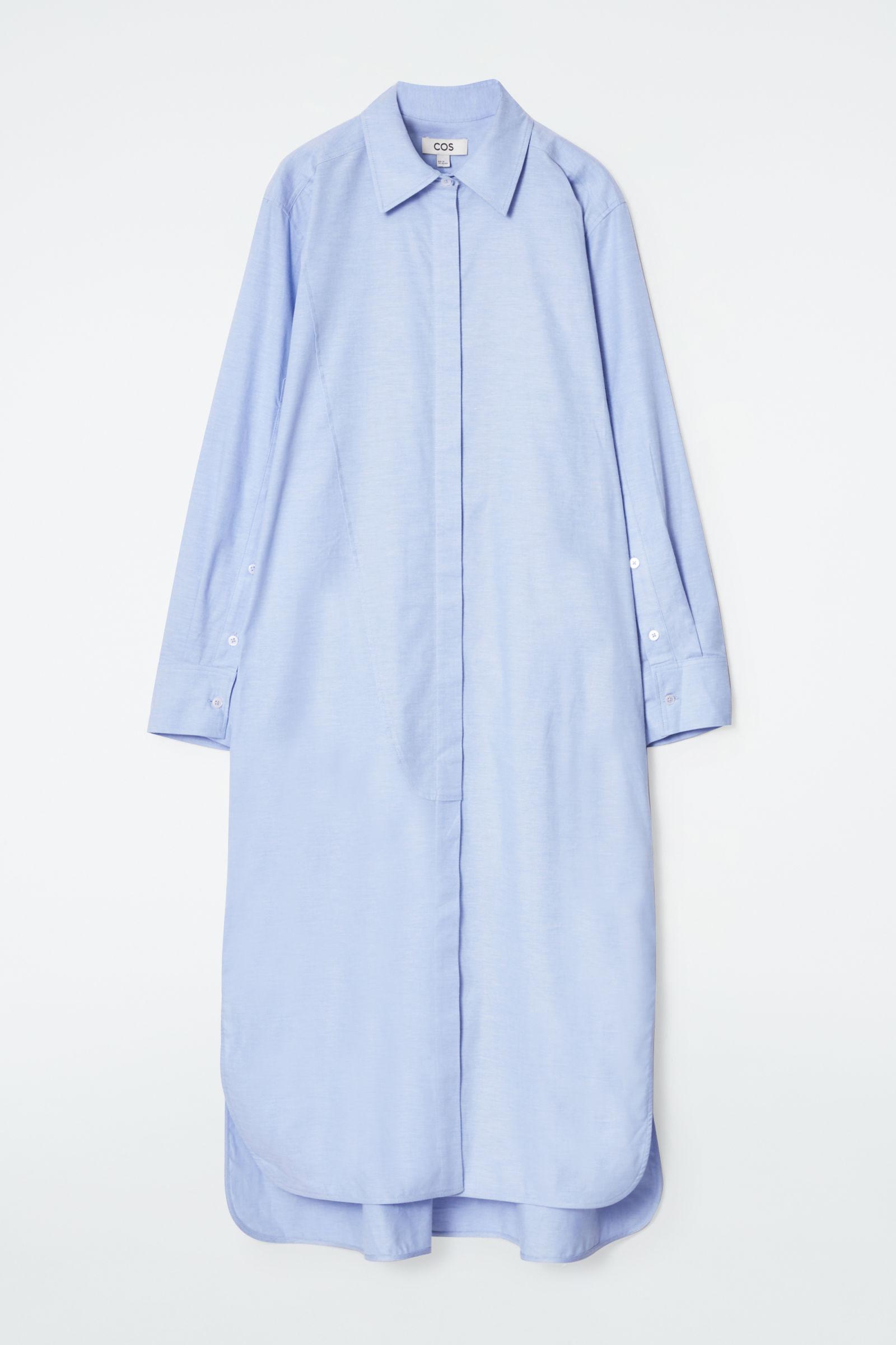 cos asymmetric denim dress Cos Asymmetric Paneled Denim Midi Dress - Blue