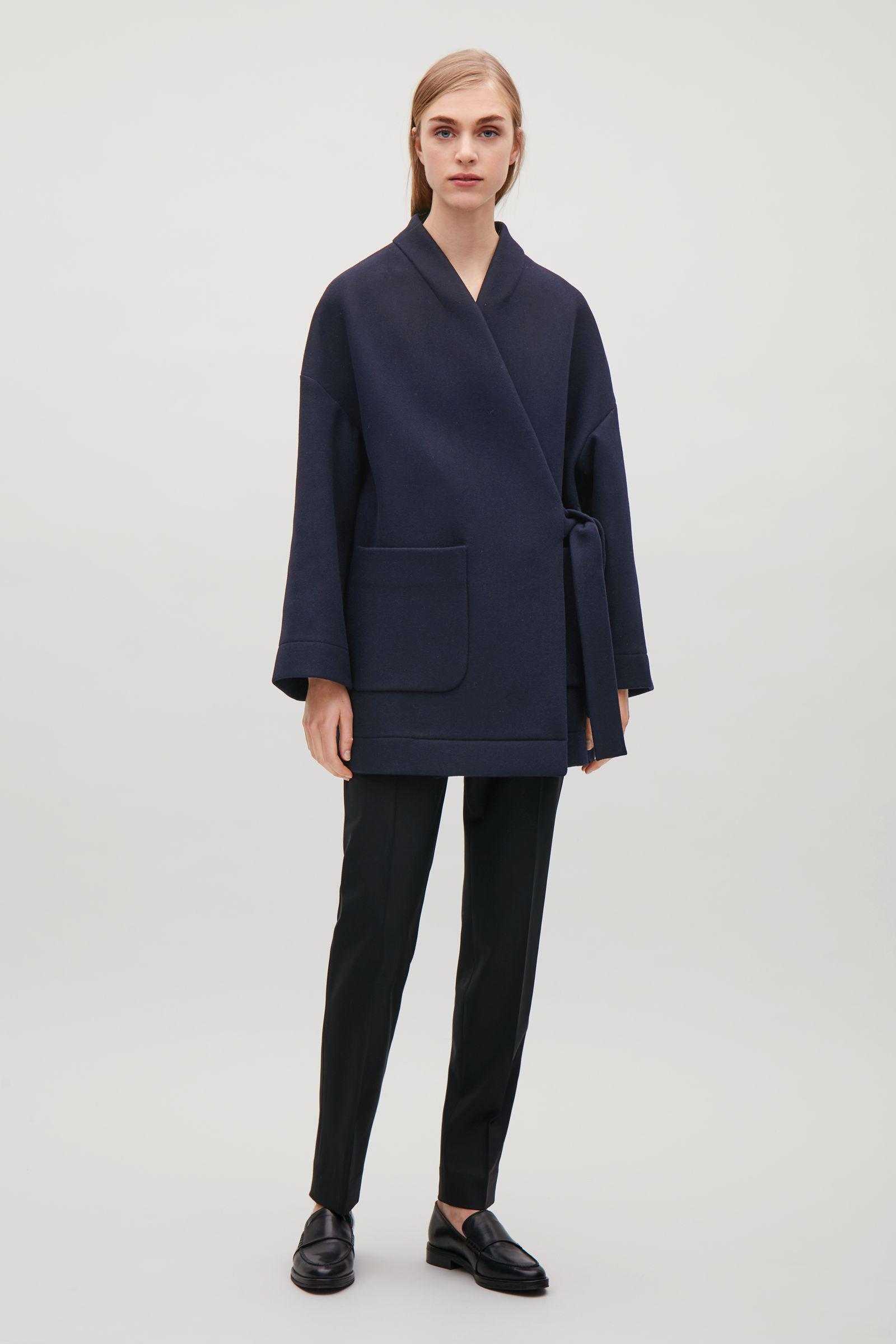COS Kimono Coat With Side Tie in Blue | Lyst