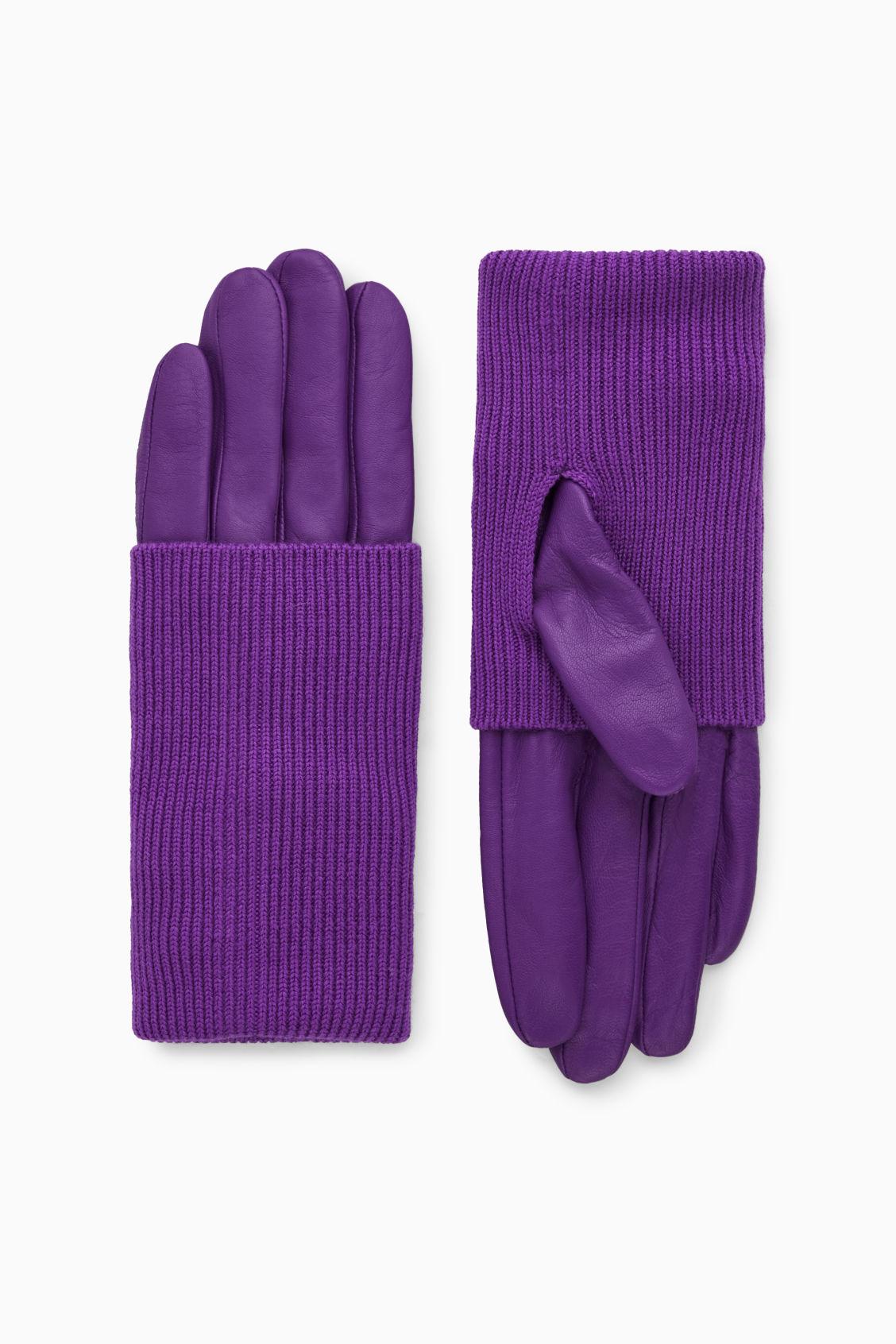 COS Layered Leather Gloves in Purple | Lyst