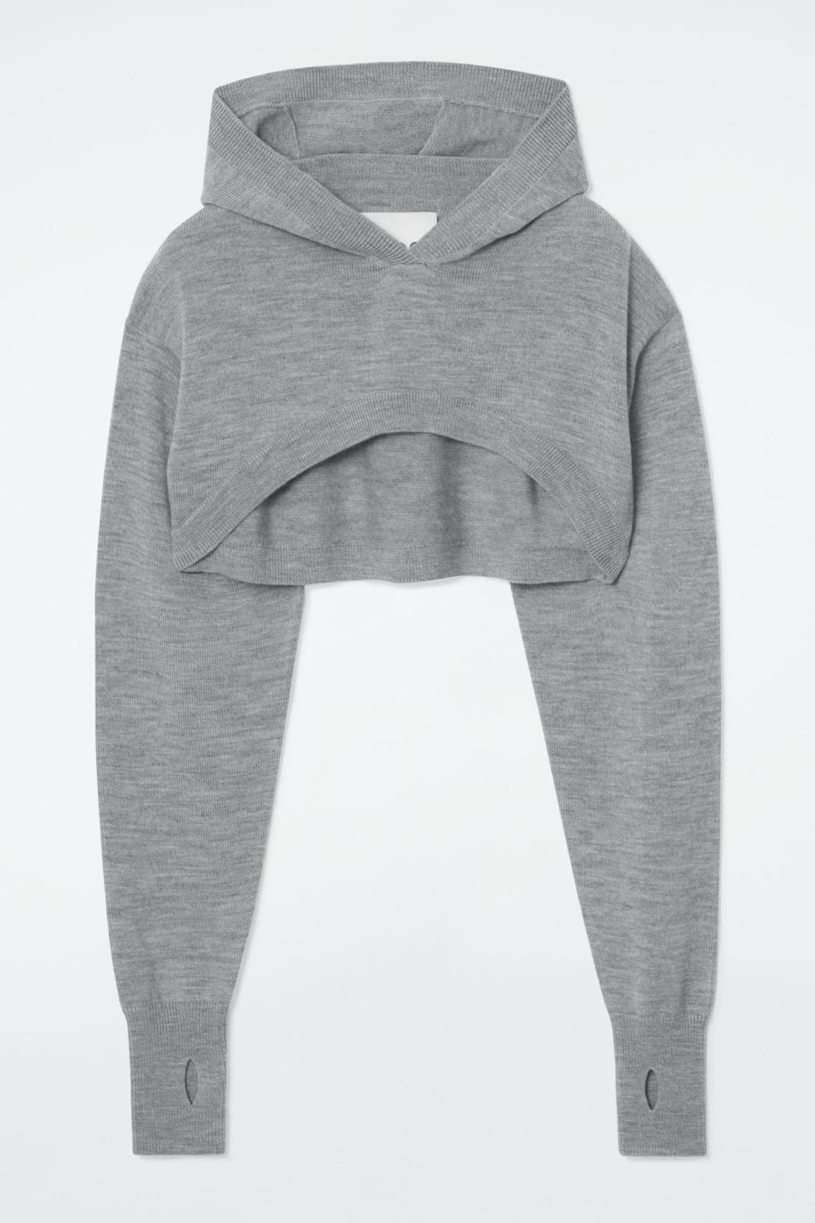 COS Cropped Wool Hoodie in Grey Lyst UK