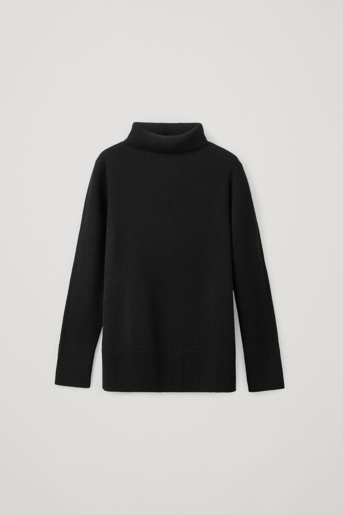 black cashmere roll neck