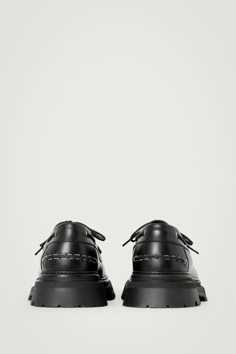 COS Chunky Leather Boat Shoes in Black for Men | Lyst