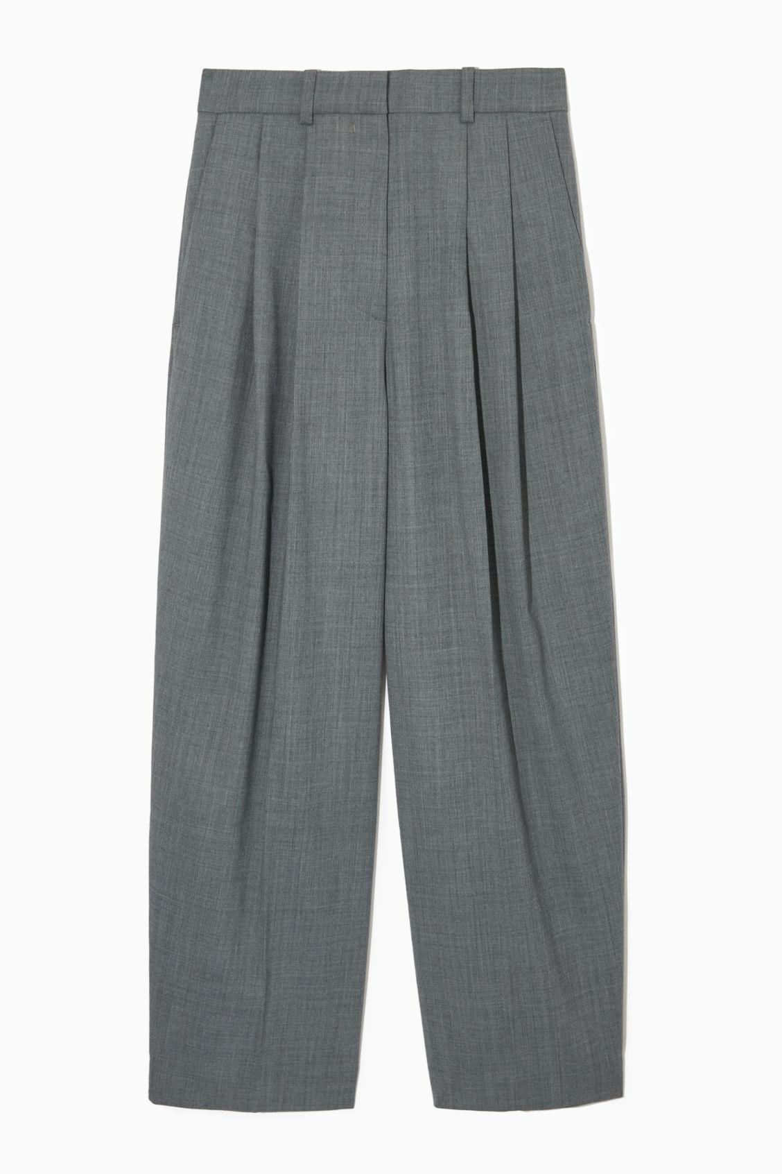 COS Wideleg Tailored Woolblend Trousers in Gray Lyst