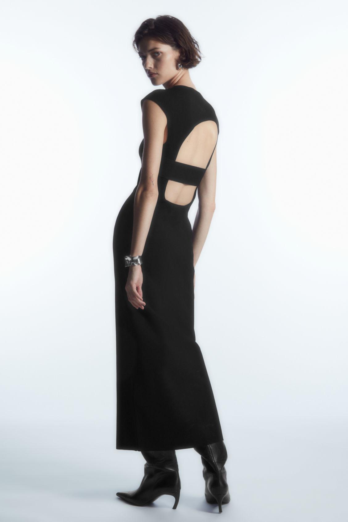 COS Open-back Knitted Midi Dress in Black Lyst