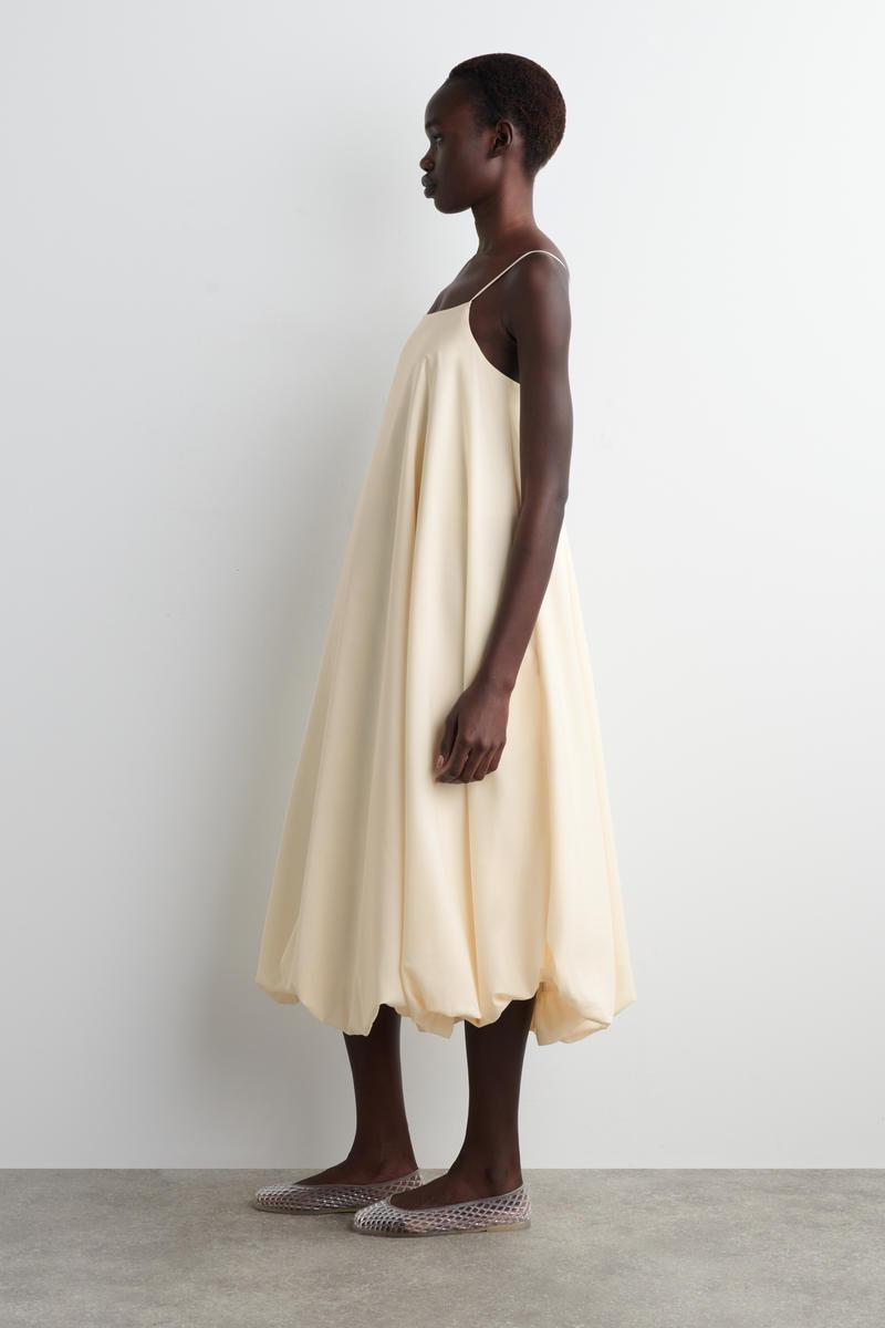 COS Bubble-Hem Midi Dress in Natural | Lyst