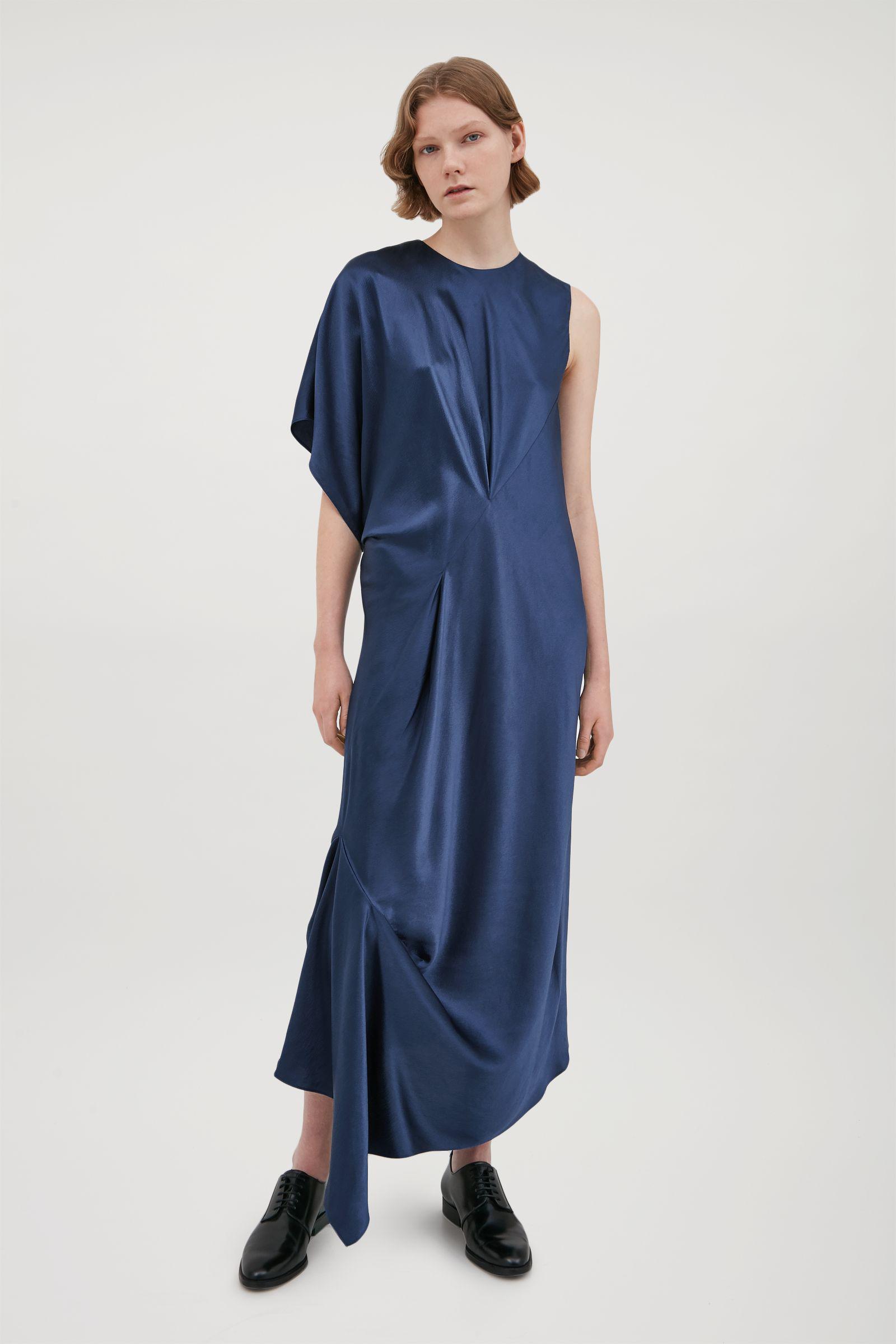 COS Silk Dress With Asymmetric Drape in ...