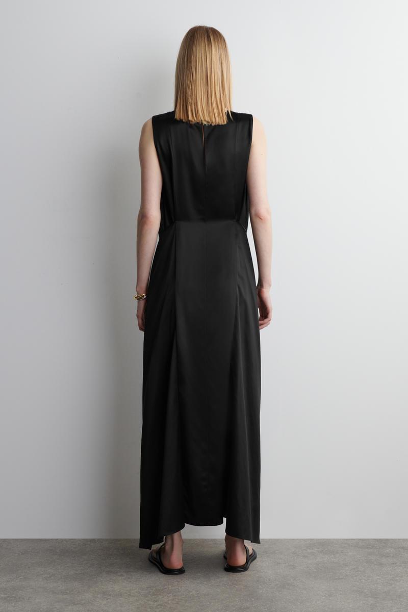 COS Wrap-Front Silk Maxi Dress in Black | Lyst