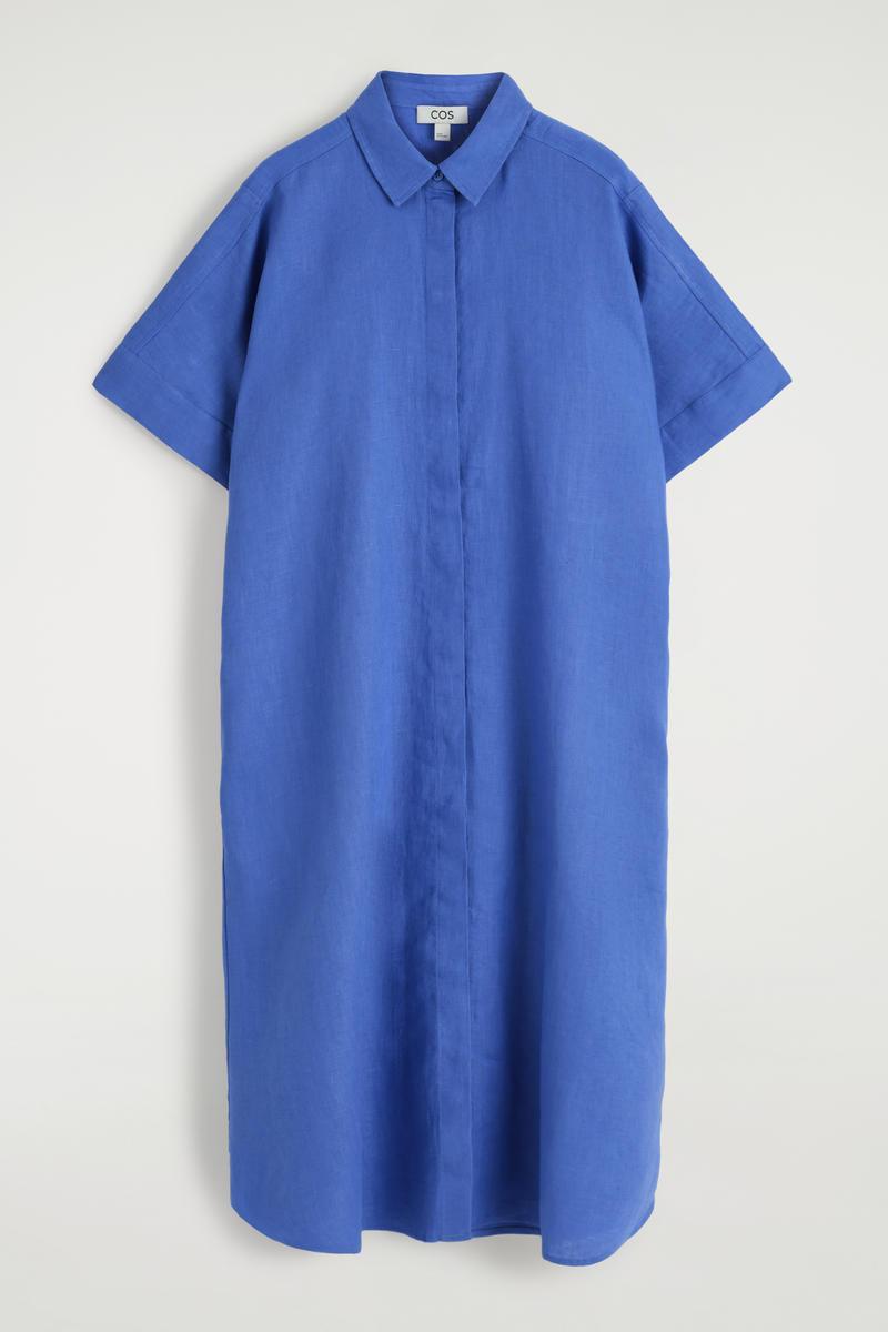COS Linen Midi Shirt Dress in Blue | Lyst COS Linen Midi Shirt Dress in Blue | Lyst