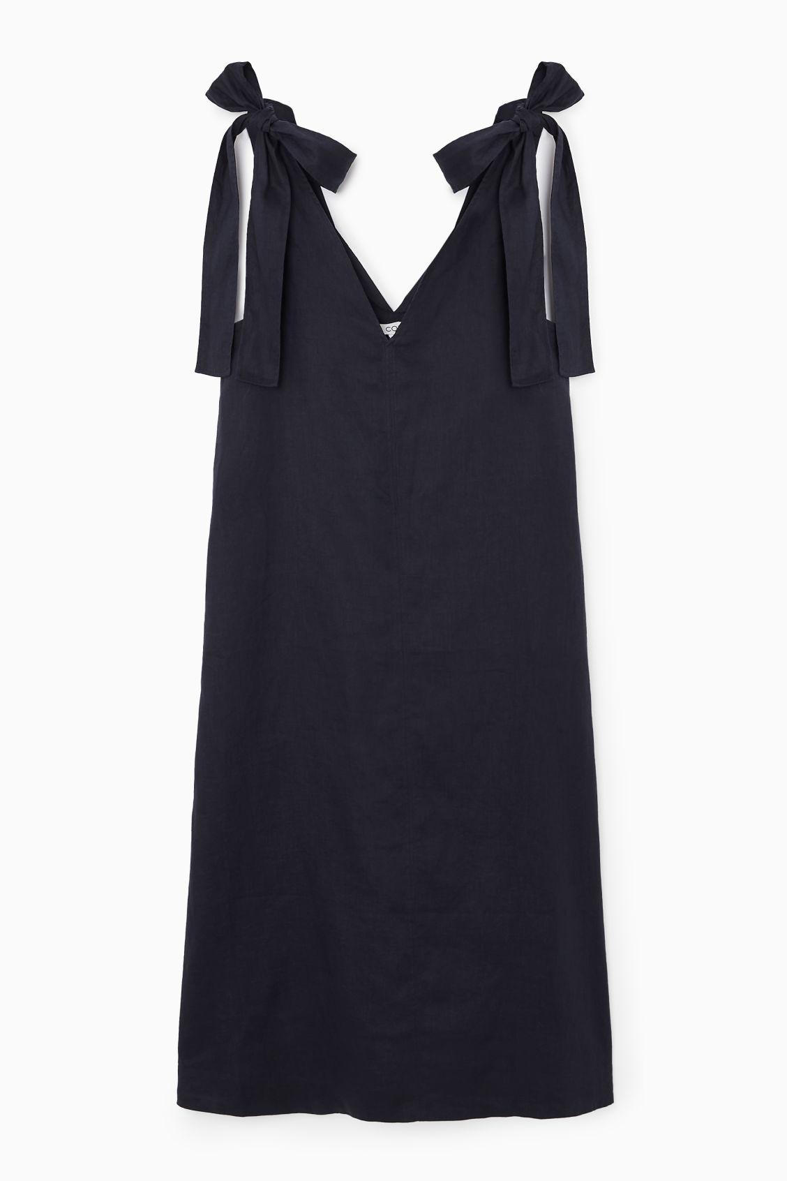 COS Bow-detail Linen Midi Dress in Blue | Lyst COS Bow-detail Linen Midi Dress in Blue | Lyst